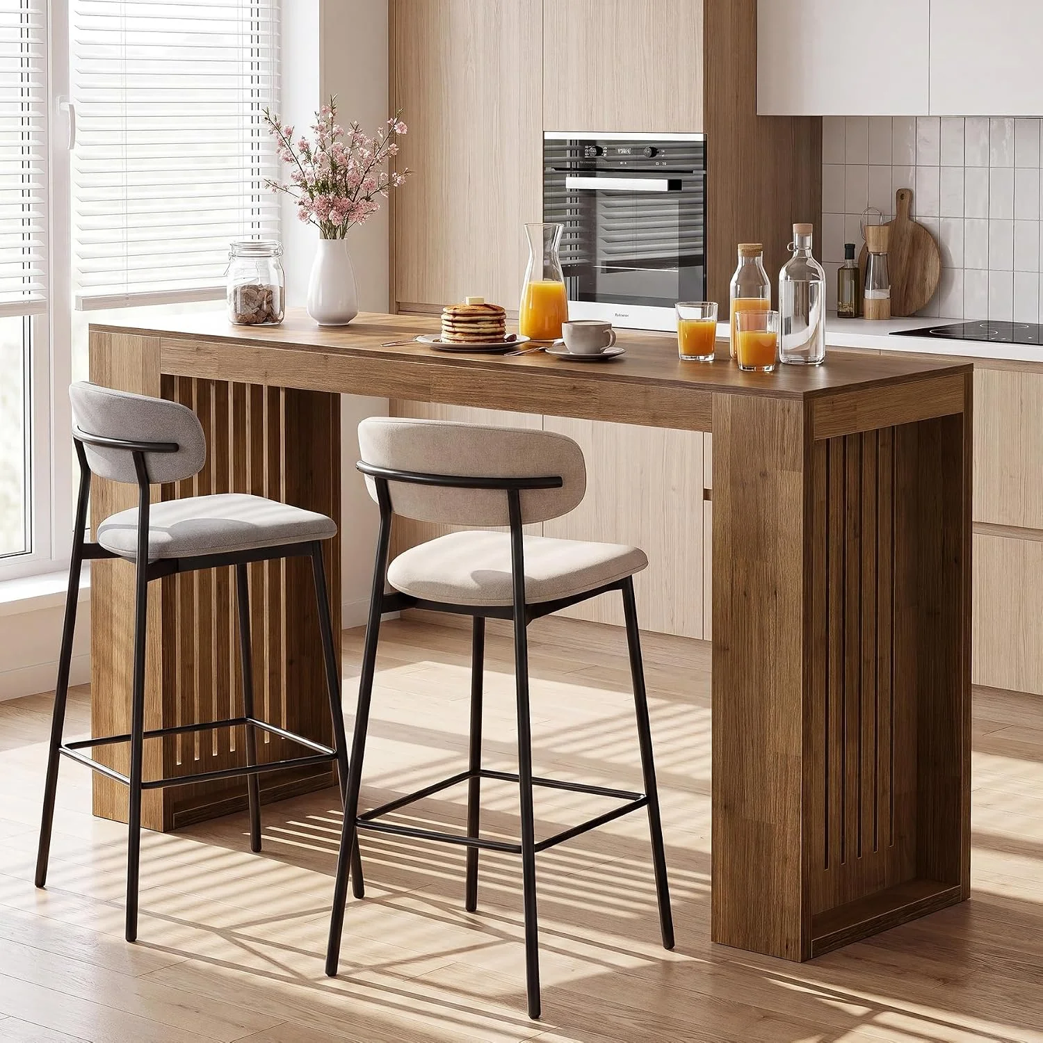 63" Long Bar Table, Counter Height Home Bar Unit Dining Table - Image 6
