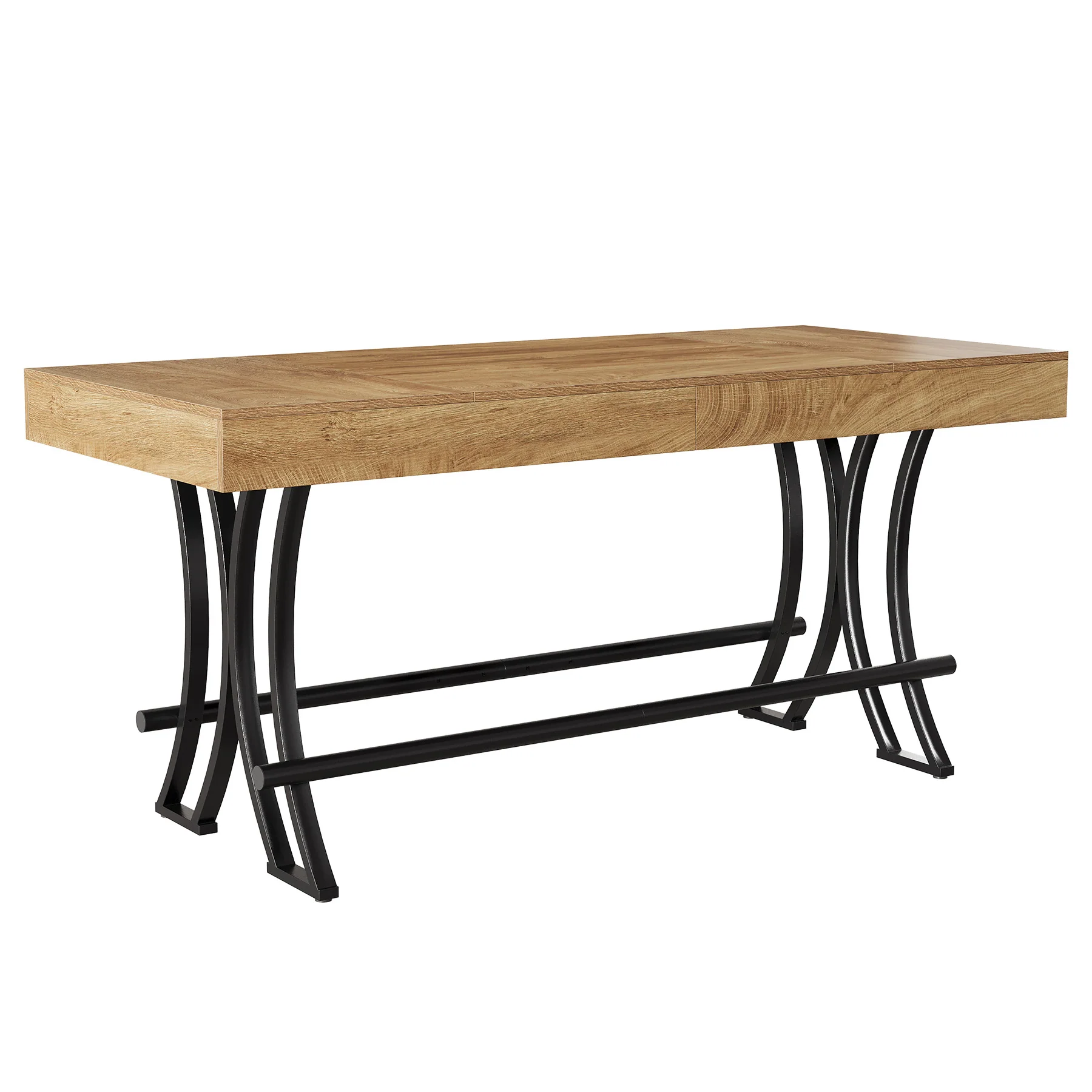 63" Bar Pub Table, Counter Height Kitchen Dining Table with Metal Footrest - Image 11