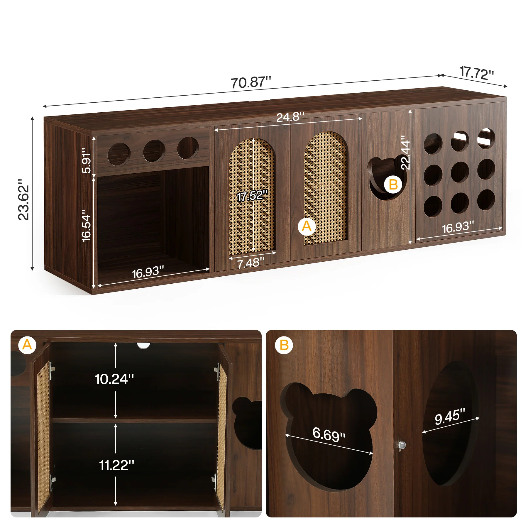70.9" TV Stand, Extra Large Console Cabinet Entertainment Center - Image 2