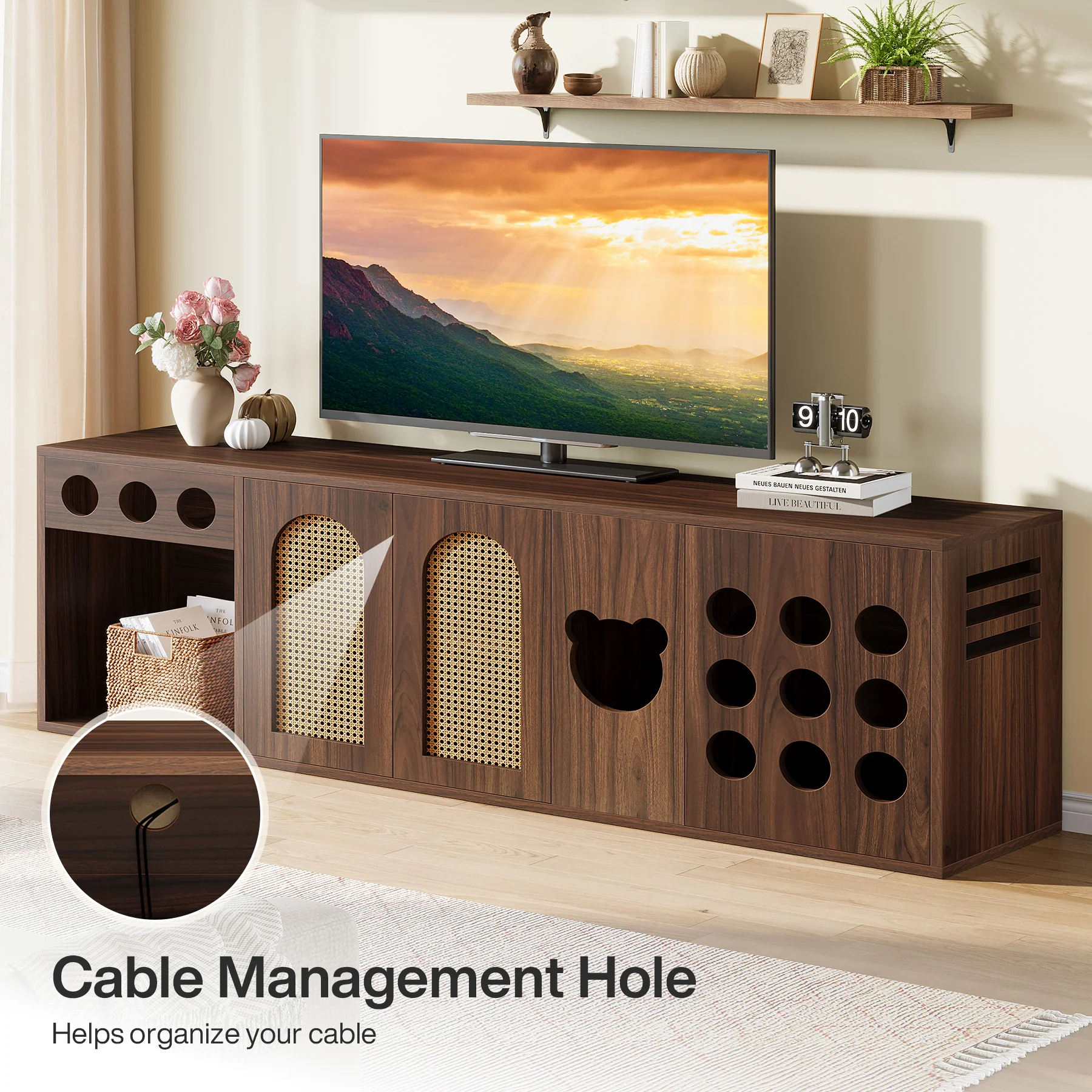 70.9" TV Stand, Extra Large Console Cabinet Entertainment Center - Image 7