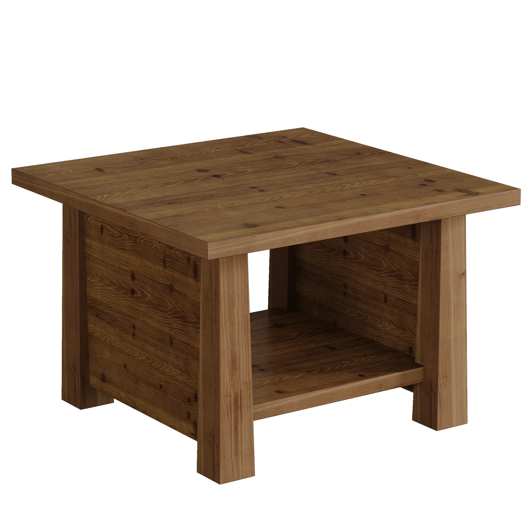 31.5" Solid Wood Coffee Table, Farmhouse 2-Tier Wooden Square Center Table - Image 9