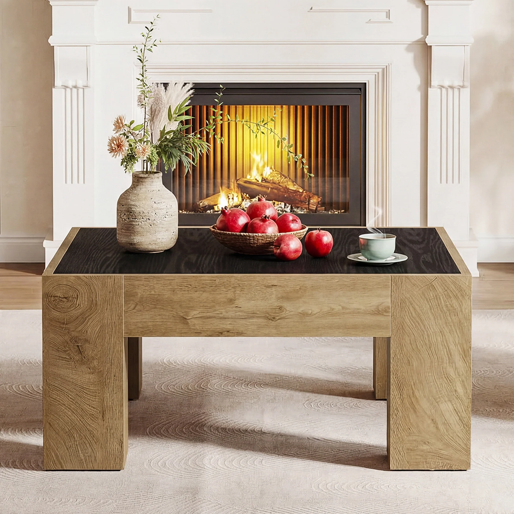 31.5" Square Coffee Tables, Farmhouse Center Table with Sturdy Legs - Image 8