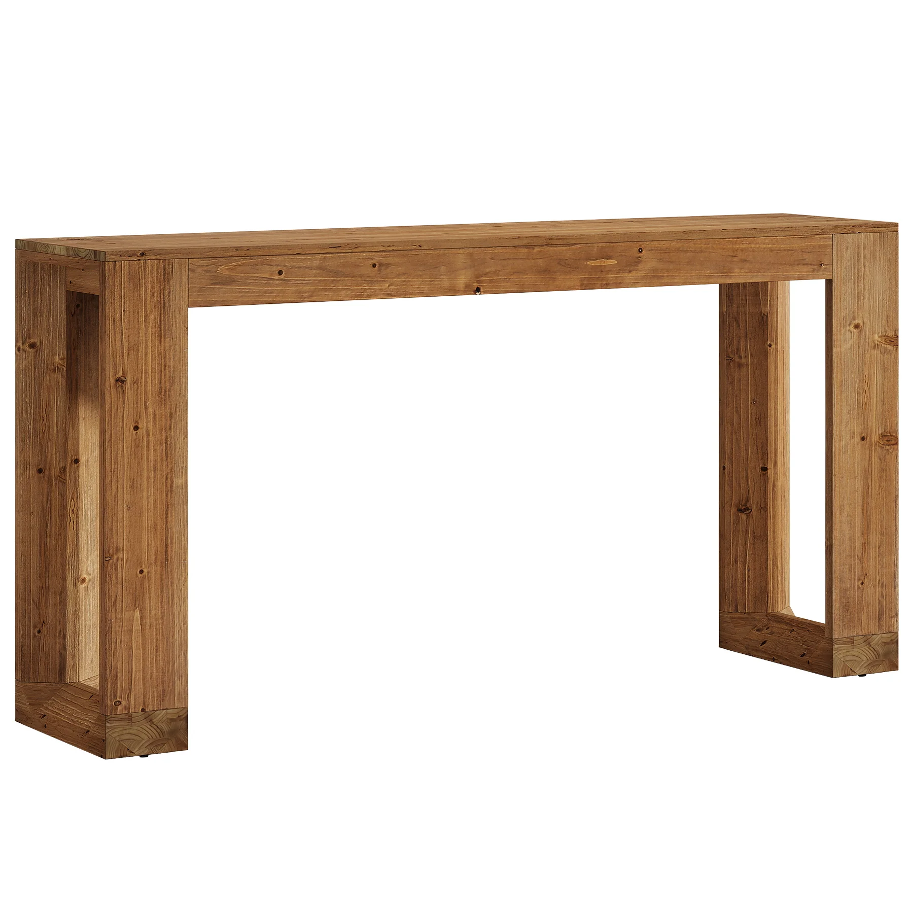 63" Wood Bar Table, Farmhouse Counter Height Pub Table Coffee Bar Units - Image 9
