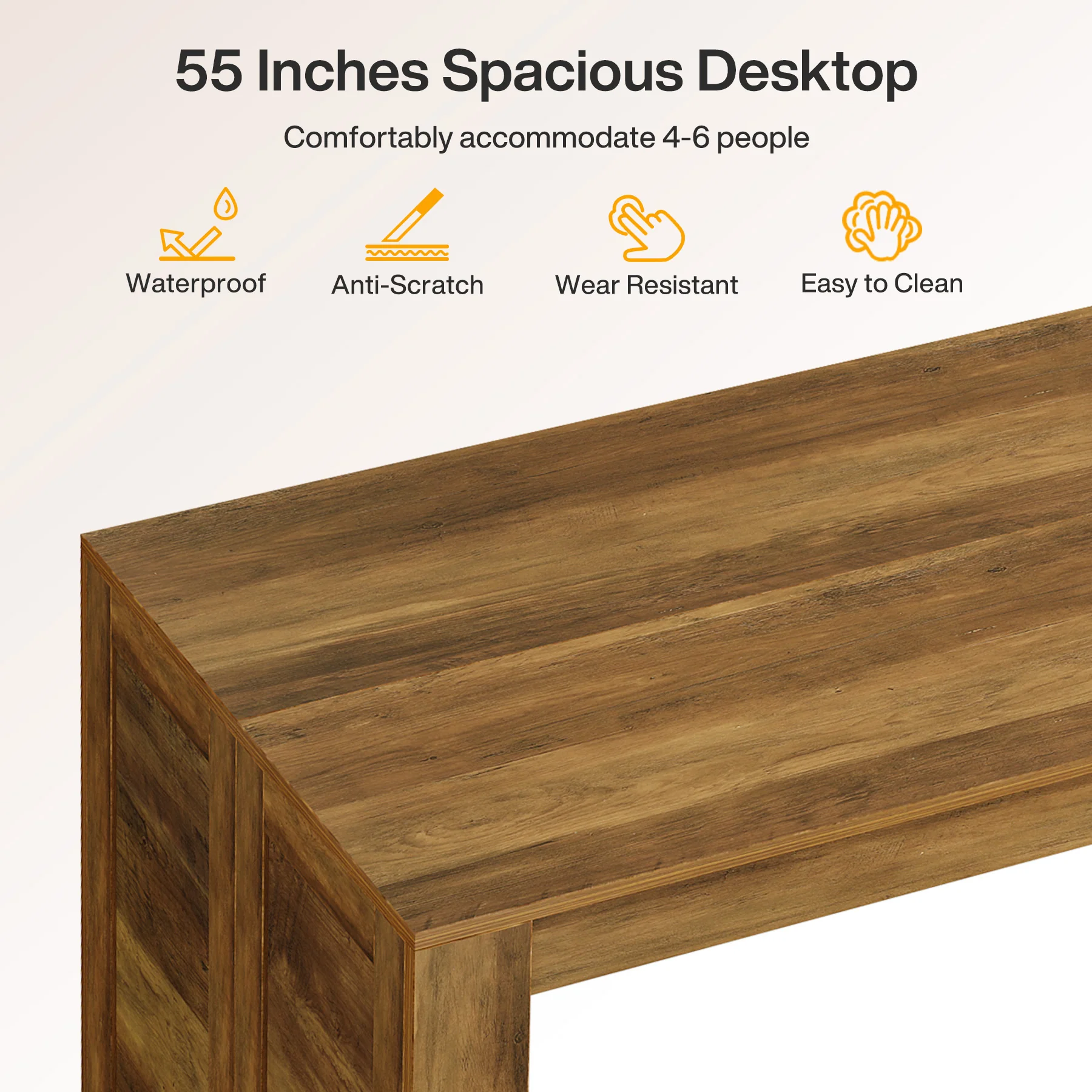 55" Dining Table Set, Wooden Kitchen Table for 4-6 with 2 Benches - Image 11