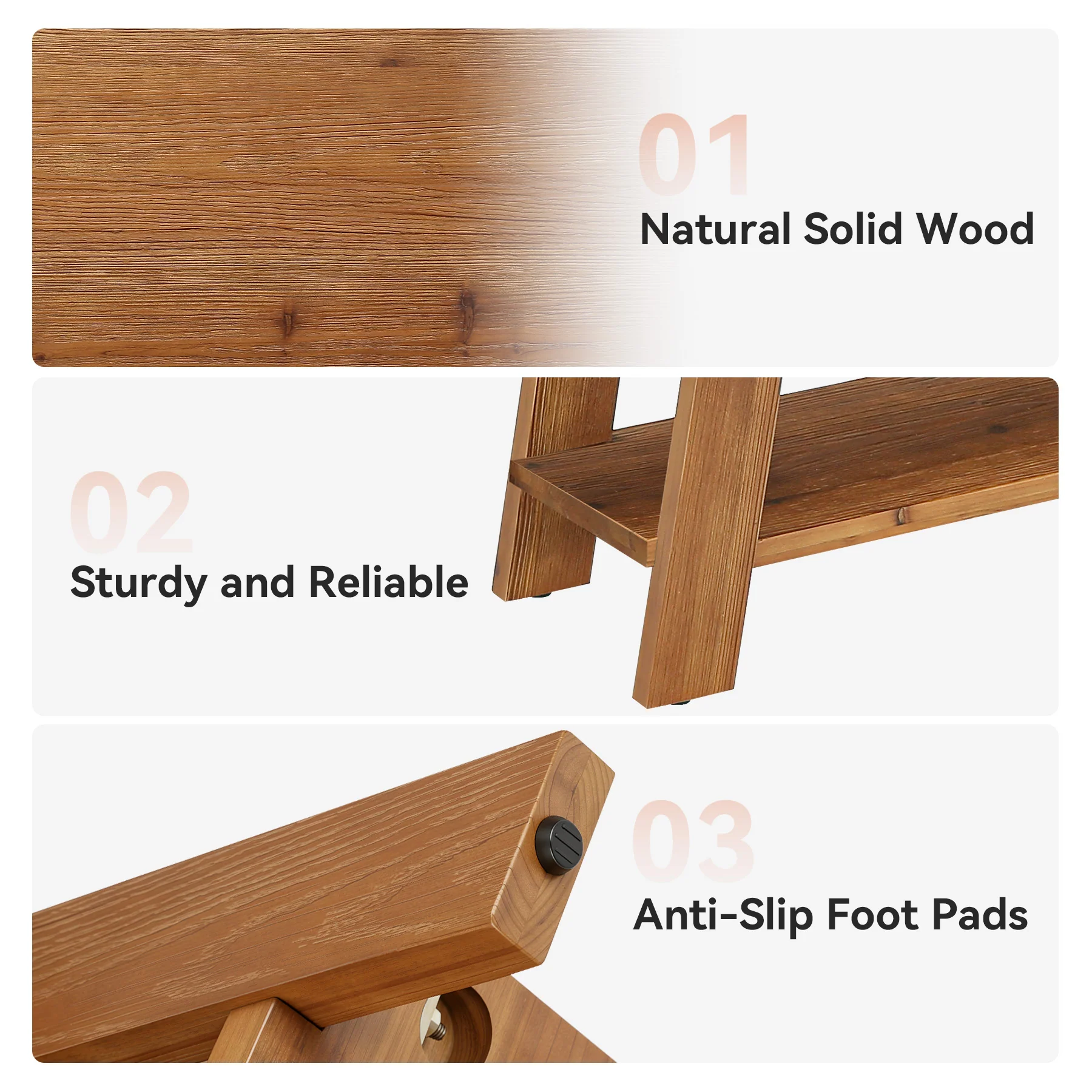 55" Solid Wood Entryway Bench, Farmhouse End of Bed Bench with Shoe Storage - Image 7