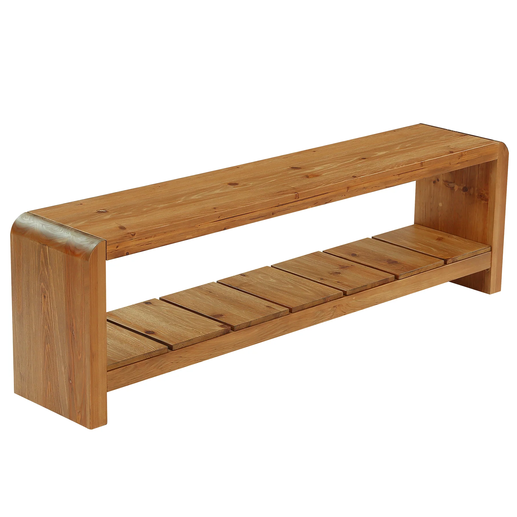 59" Solid Wood Entryway Bench, Farmhouse End of Bed Seating Shoe Bench with Storage - Image 13