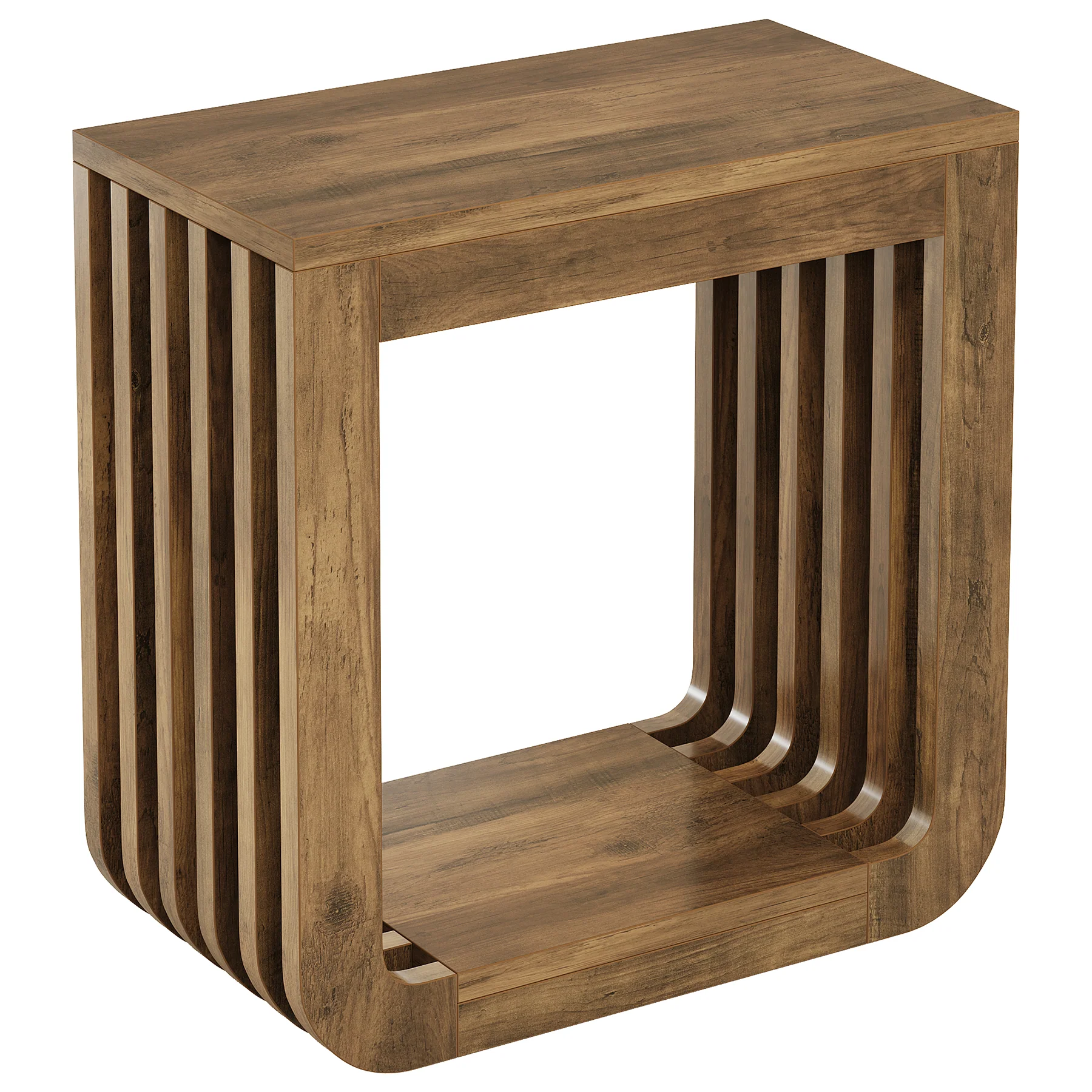 Narrow Sofa Side Table, Farmhouse End Table with Slatted Open Frame - Image 9