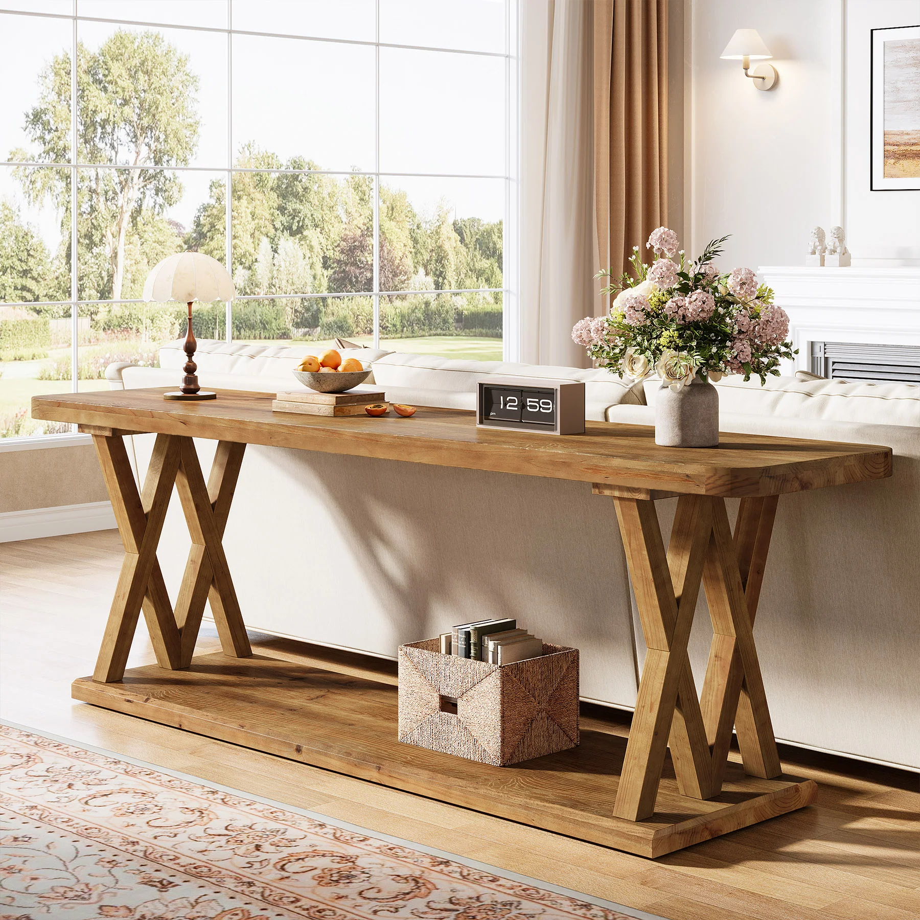 63" Solid Wood TV Stand, Farmhouse Entertainment Center for TVs Up to 75-Inch - Image 3