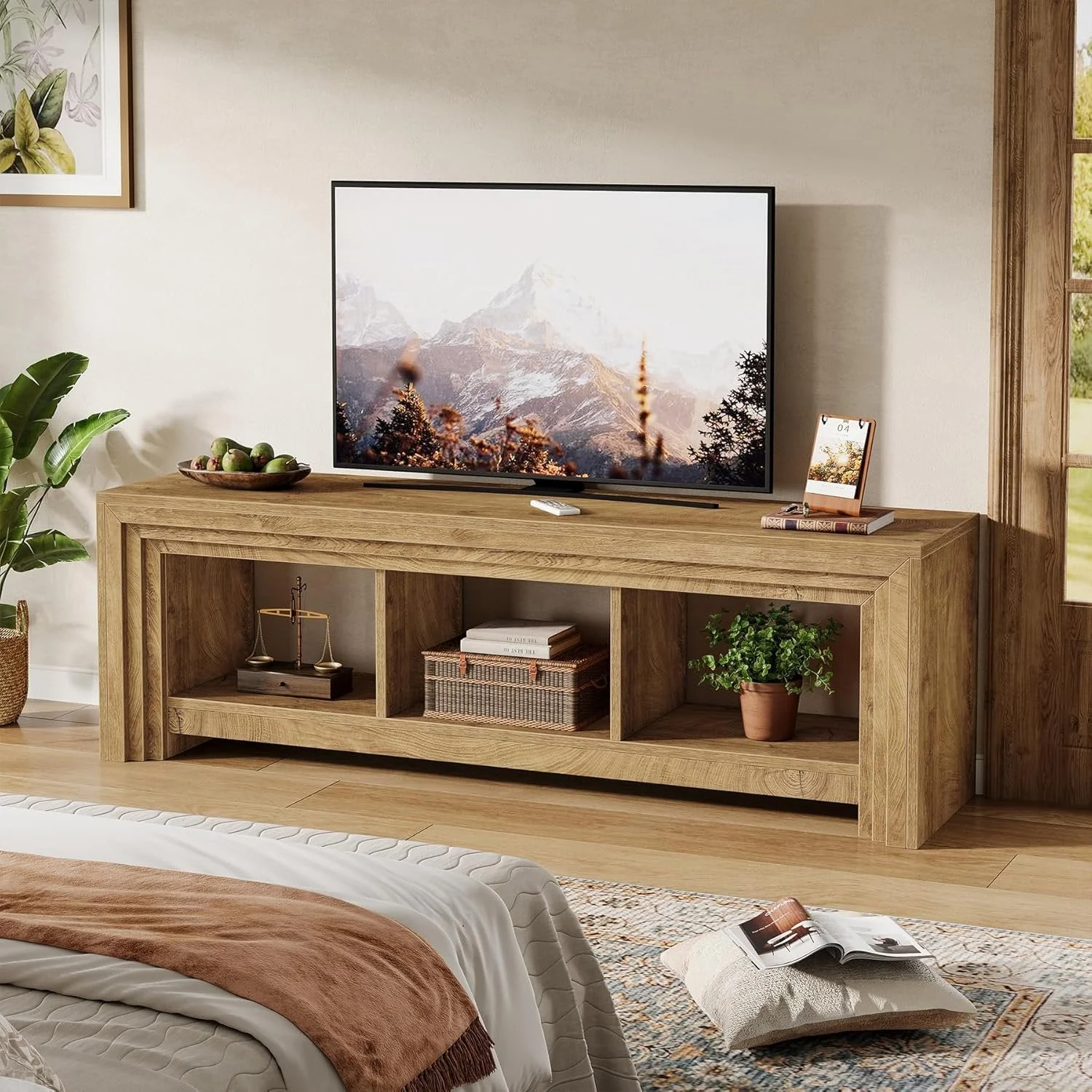 63" TV Stand, Farmhouse Entertainment Center Media Console for TVs Up to 75 Inches - Image 3