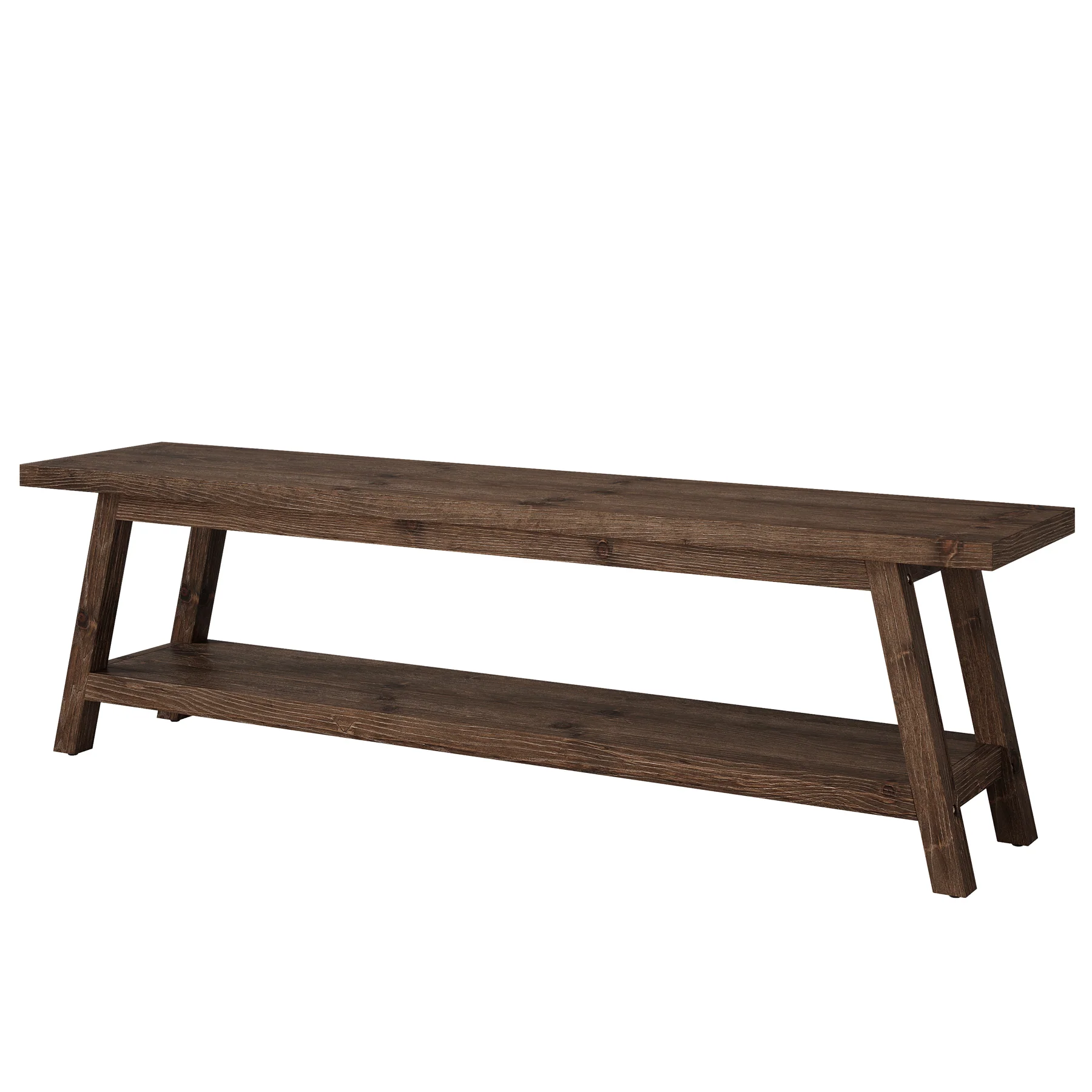 63" Wood Dining Room Bench, Farmhouse Kitchen Bench Seating with Storage Shelf - Image 11