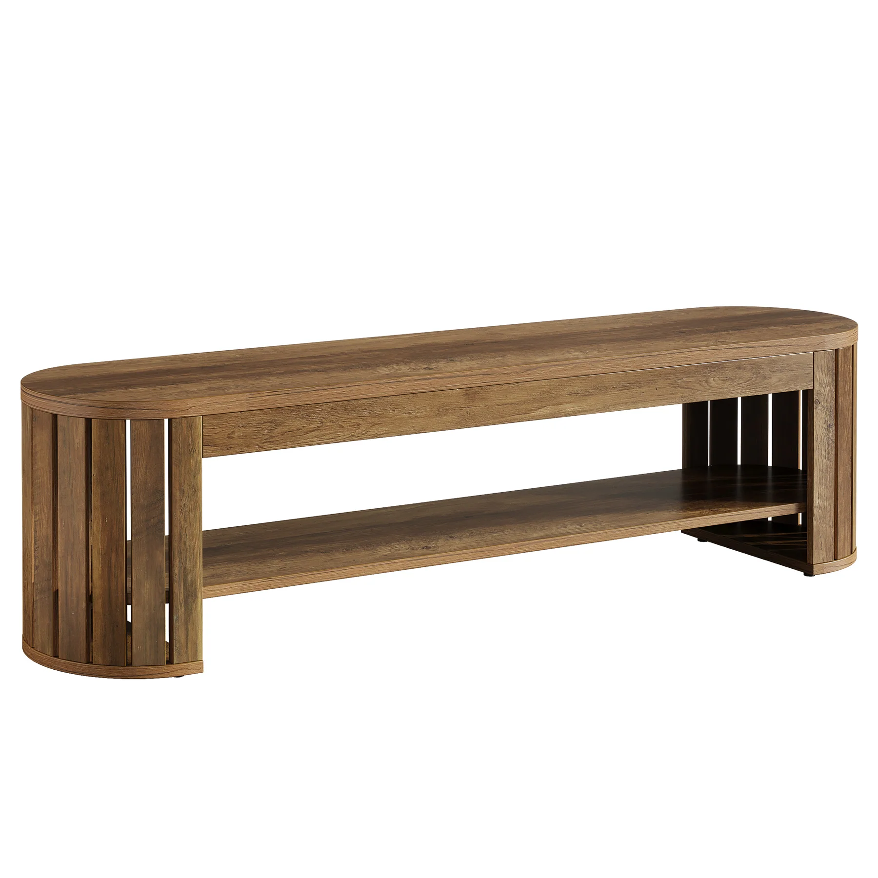 63" Dining Bench, Farmhouse Kitchen Dining Seat with Arc Vertical Slat Splicing Legs - Image 10