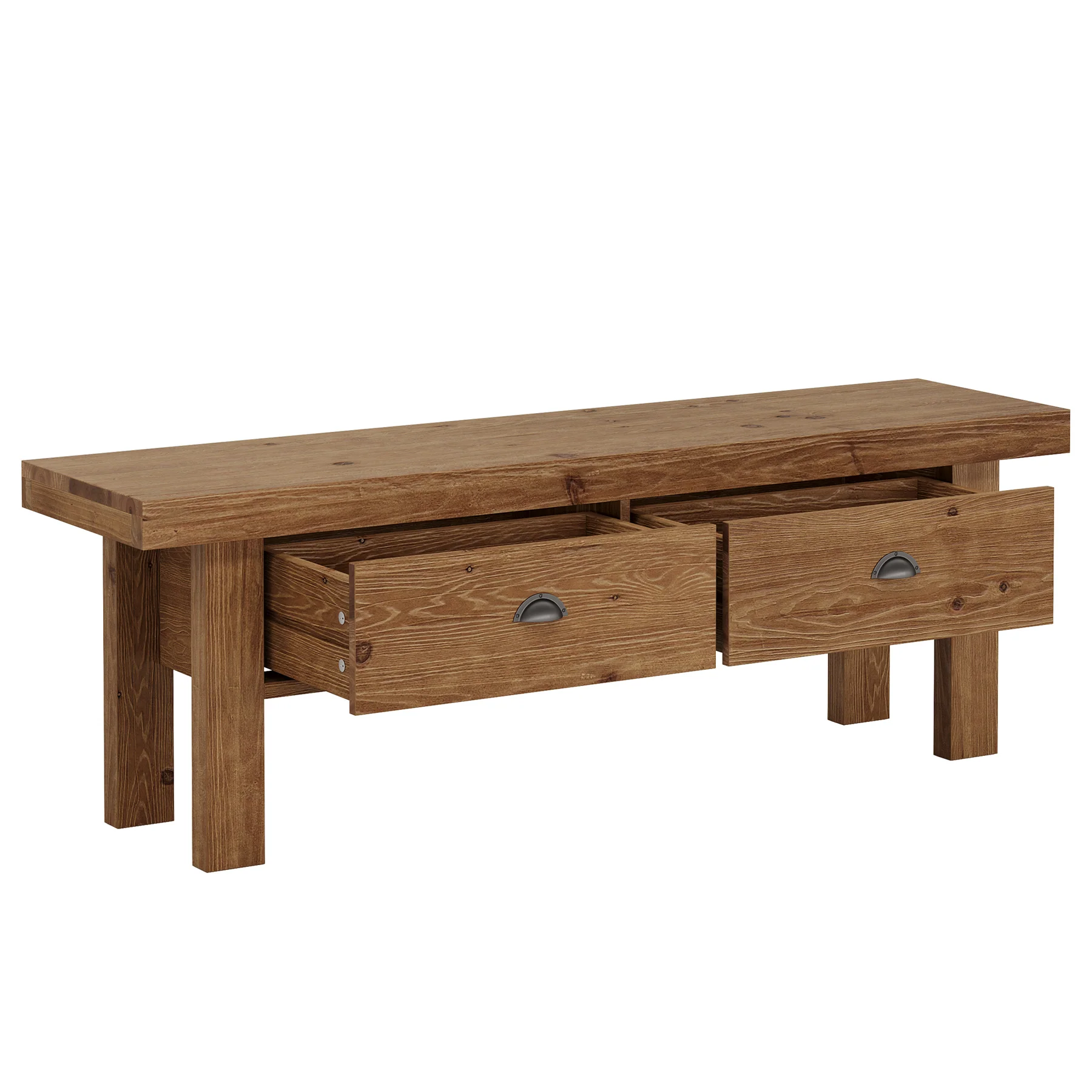 55" Solid Wood Entryway Bench, Farmhouse Long Bench End of Bed Stool with 2 Drawers - Image 9
