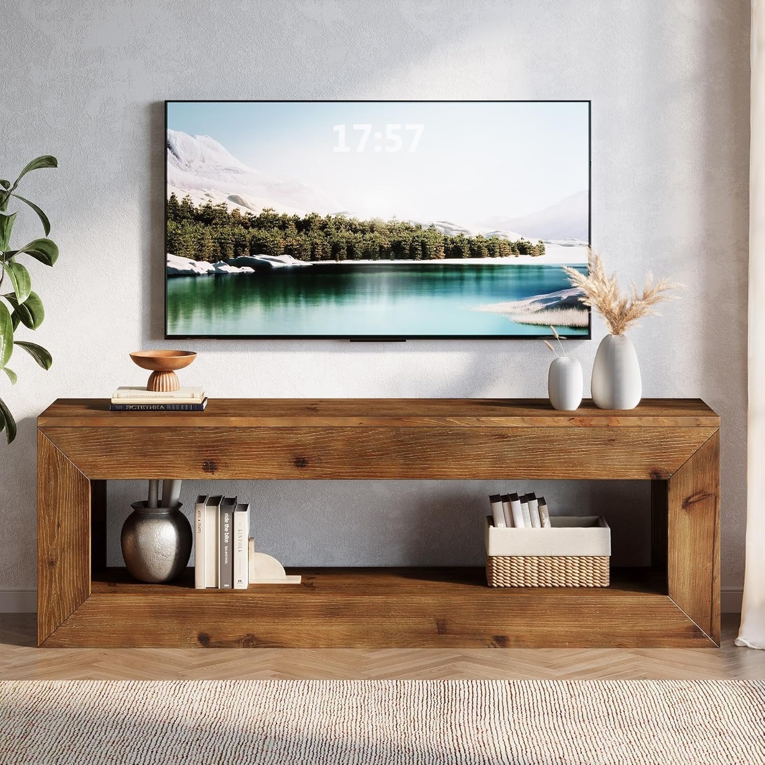 47" Solid Wood TV Stand, Farmhouse Media Console for 32/43/55" TVs - Image 3