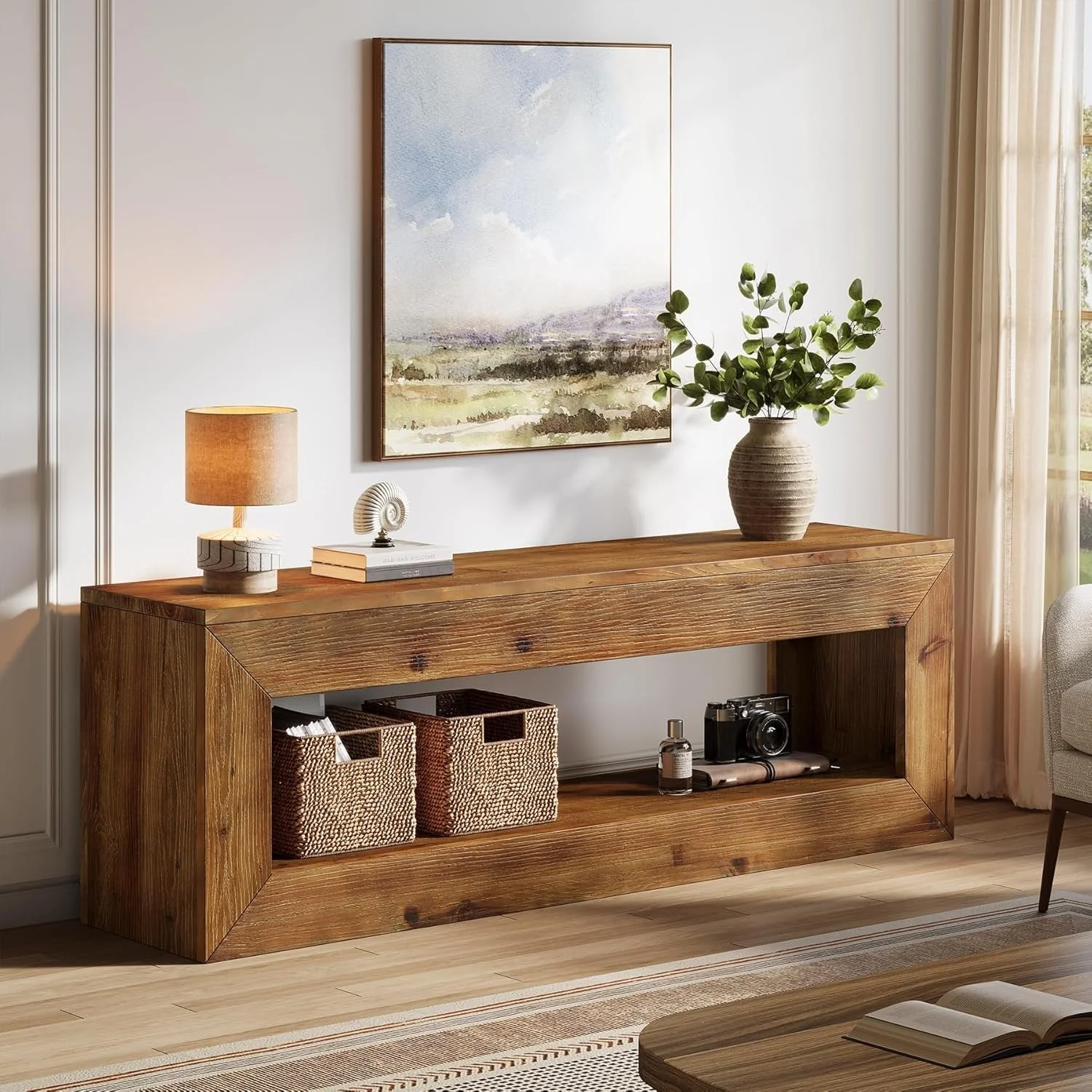 47" Solid Wood TV Stand, Farmhouse Media Console for 32/43/55" TVs - Image 4
