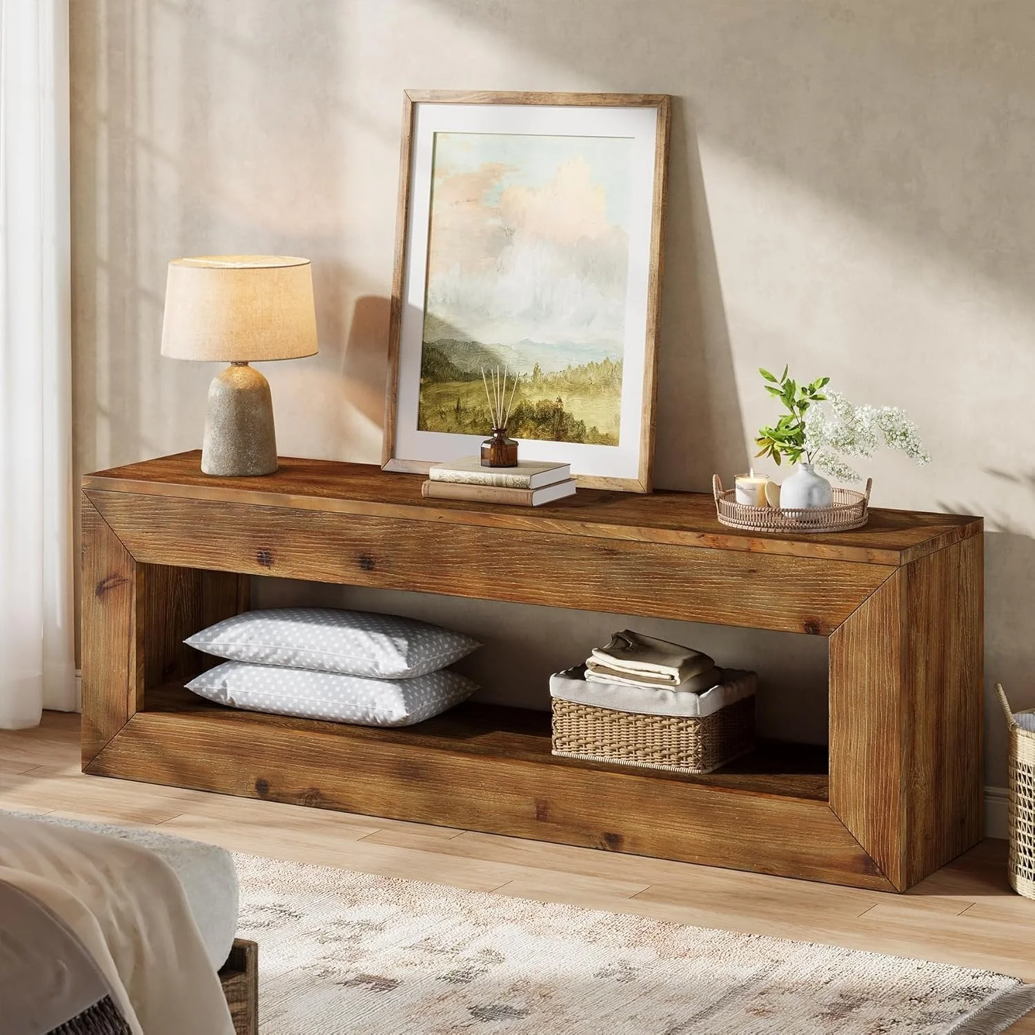 47" Solid Wood TV Stand, Farmhouse Media Console for 32/43/55" TVs - Image 5