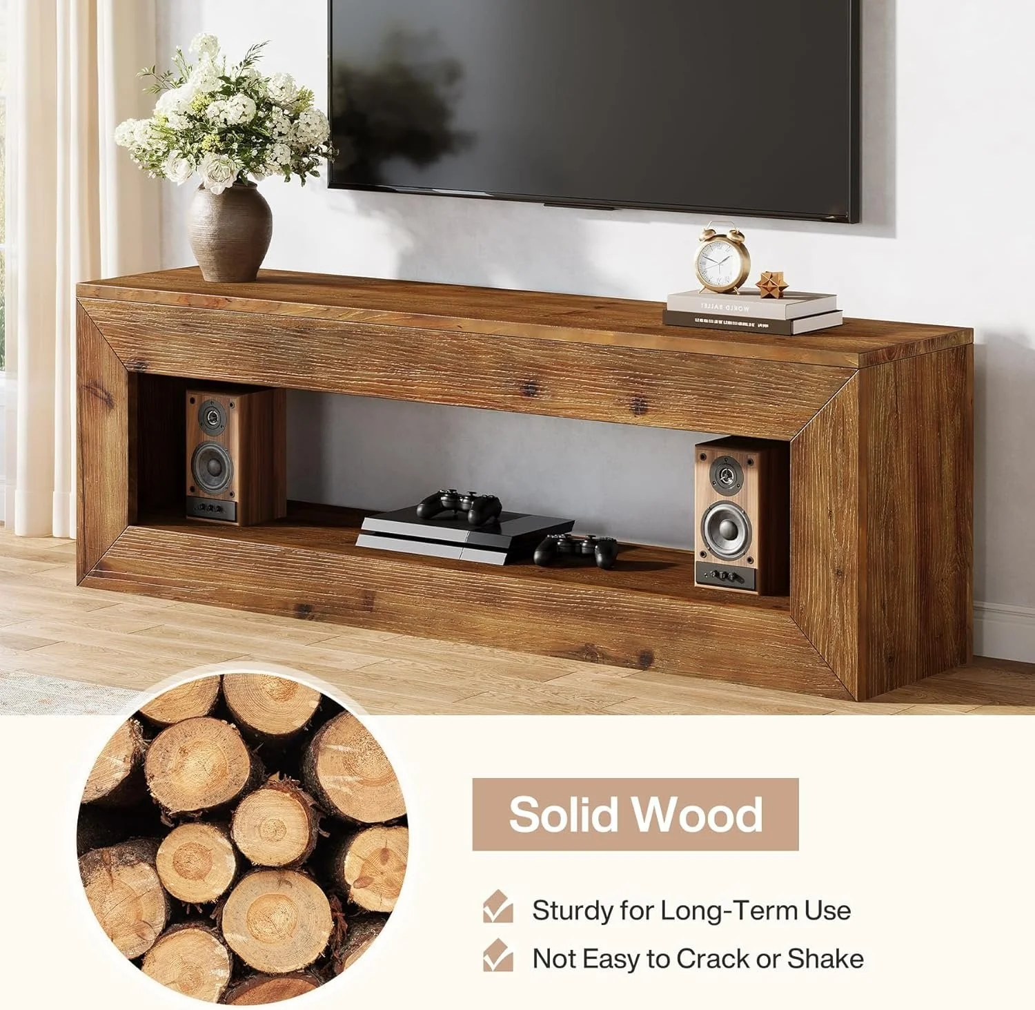 47" Solid Wood TV Stand, Farmhouse Media Console for 32/43/55" TVs - Image 8