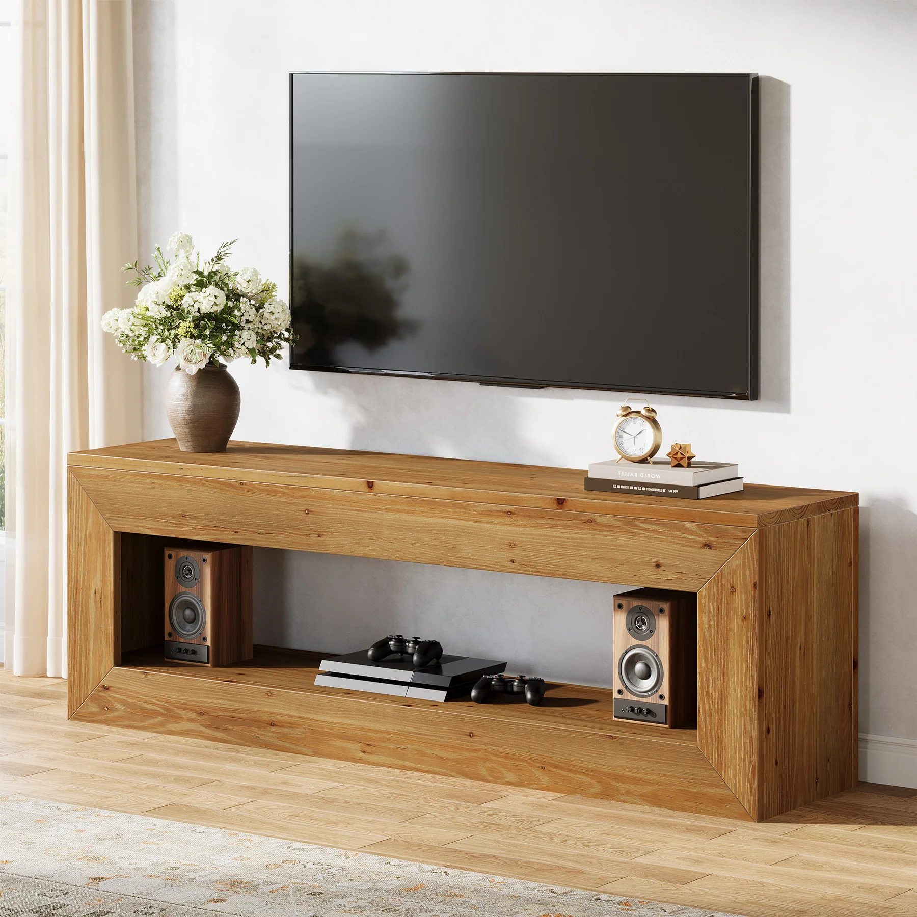47" Solid Wood TV Stand, Farmhouse Media Console for 32/43/55" TVs - Image 9