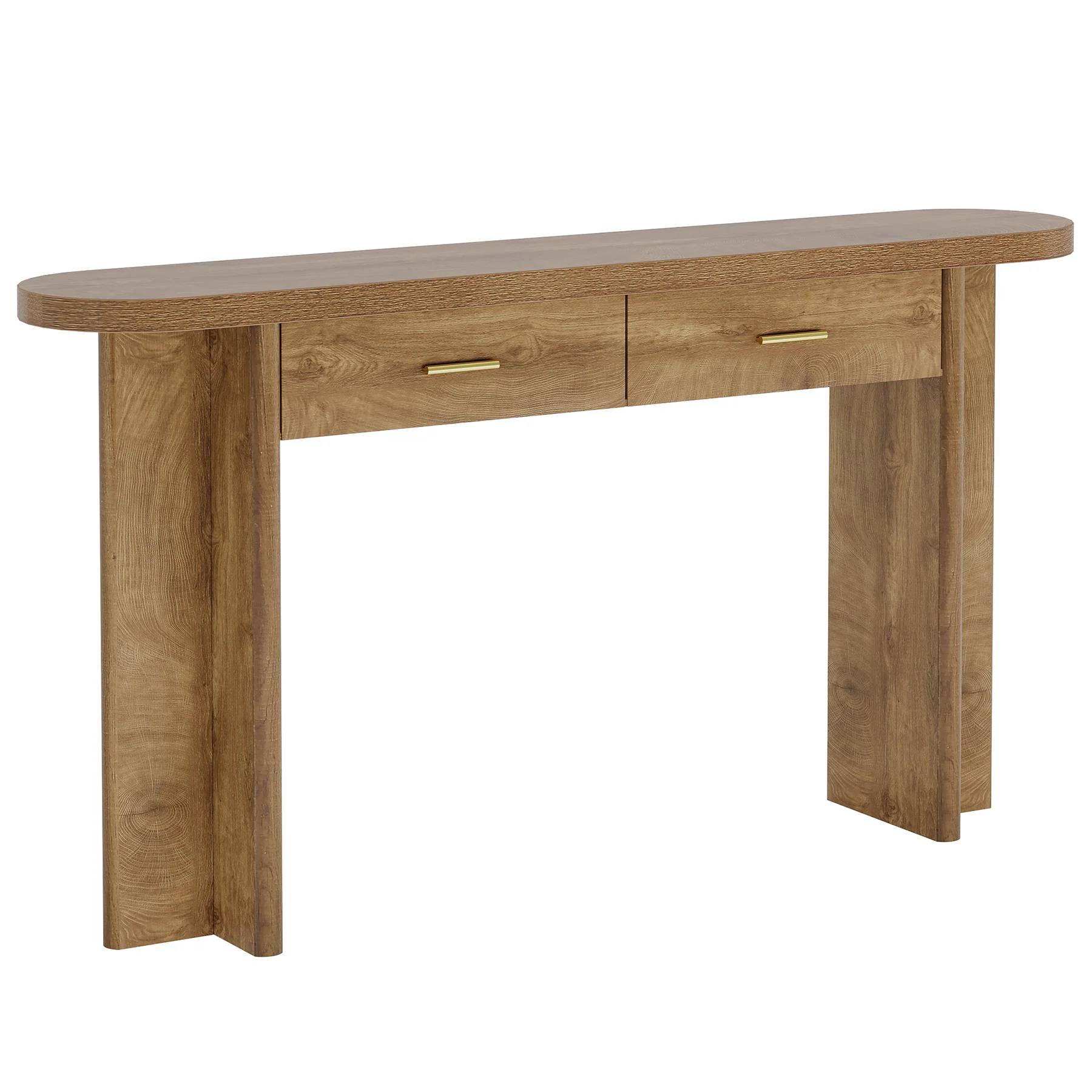 63" Console Table, Farmhouse Oval Curved Entryway Table with 2 Drawers - Image 14