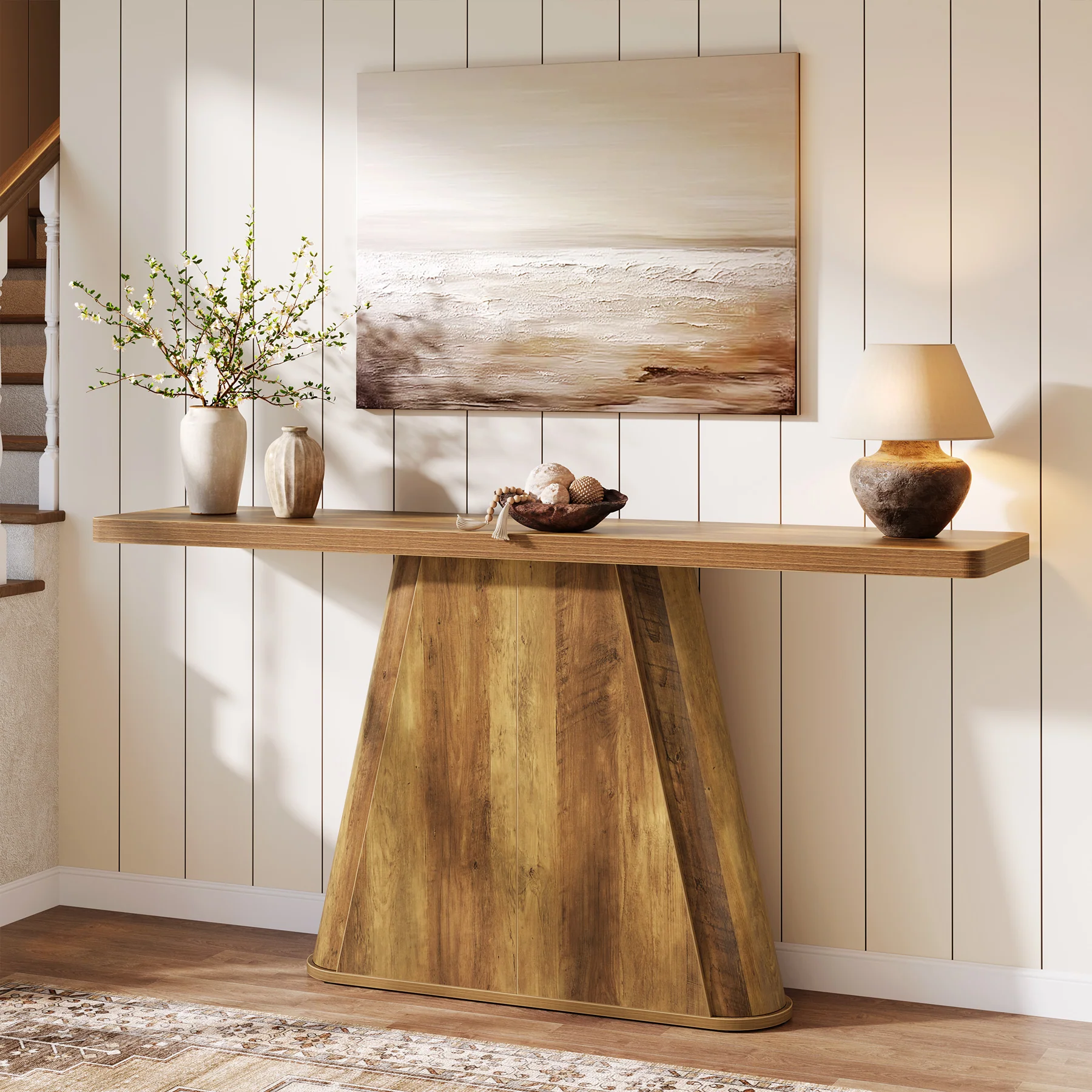 63" Console Table, Farmhouse Sofa Table Behind Couch Entryway Table - Image 3
