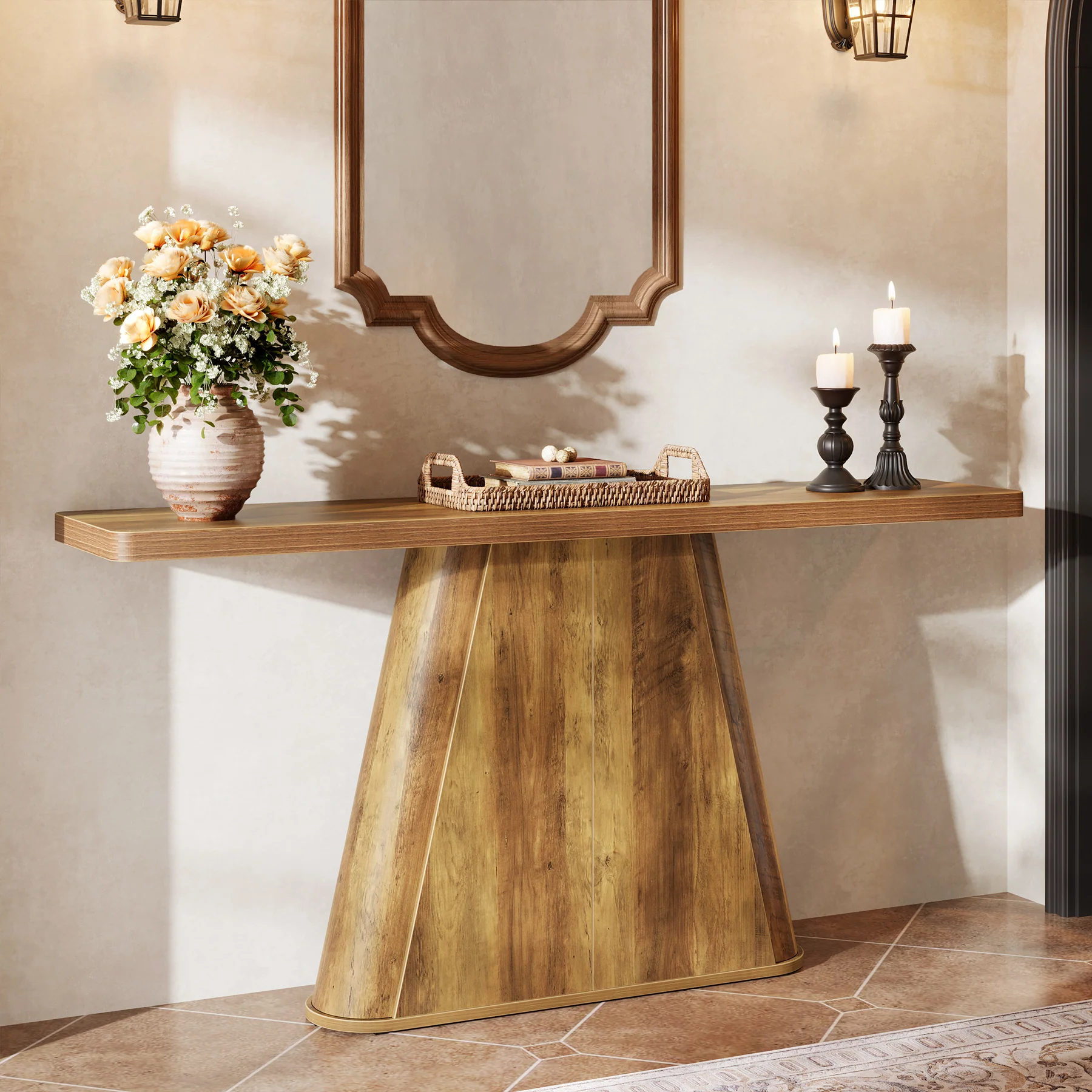 63" Console Table, Farmhouse Sofa Table Behind Couch Entryway Table - Image 4