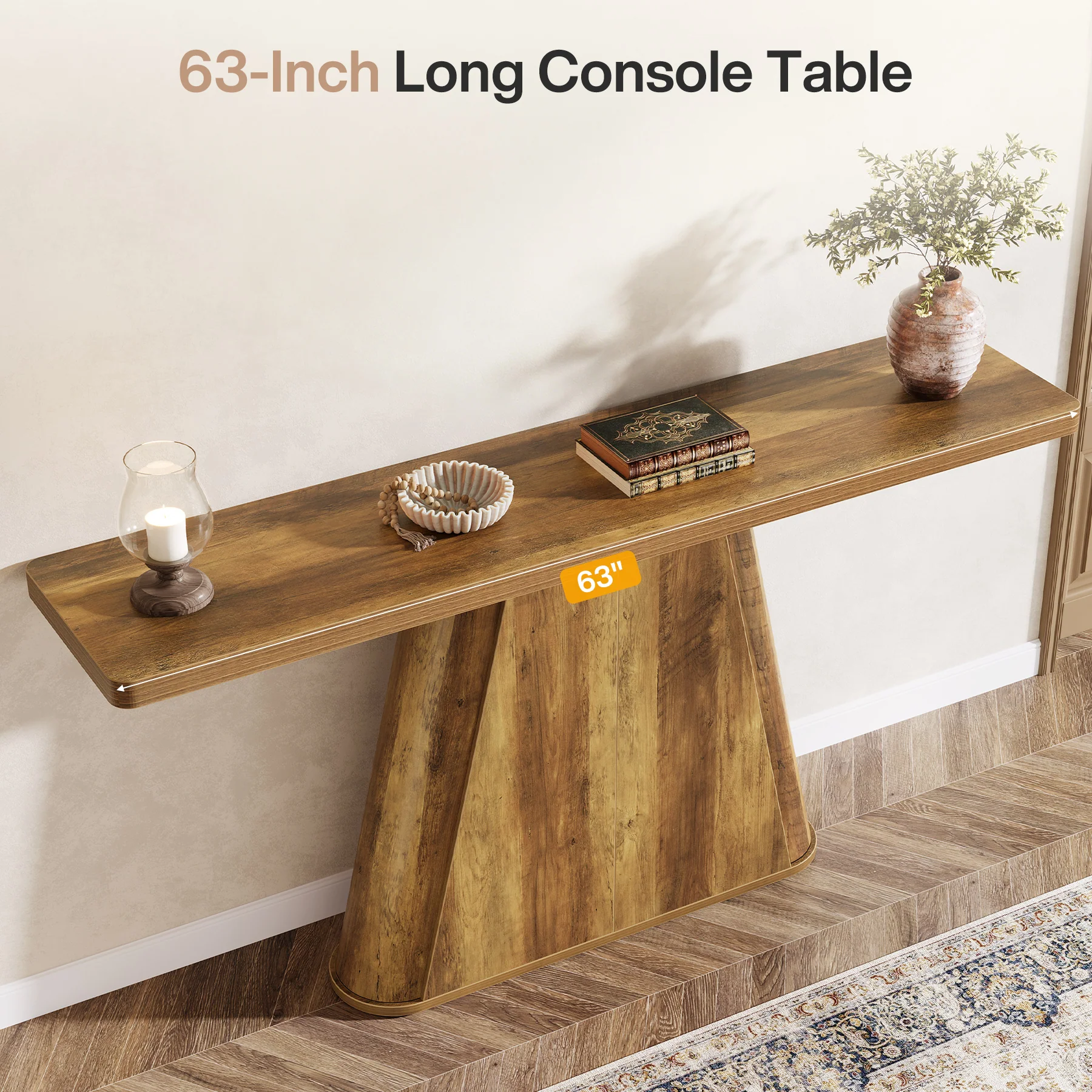 63" Console Table, Farmhouse Sofa Table Behind Couch Entryway Table - Image 6