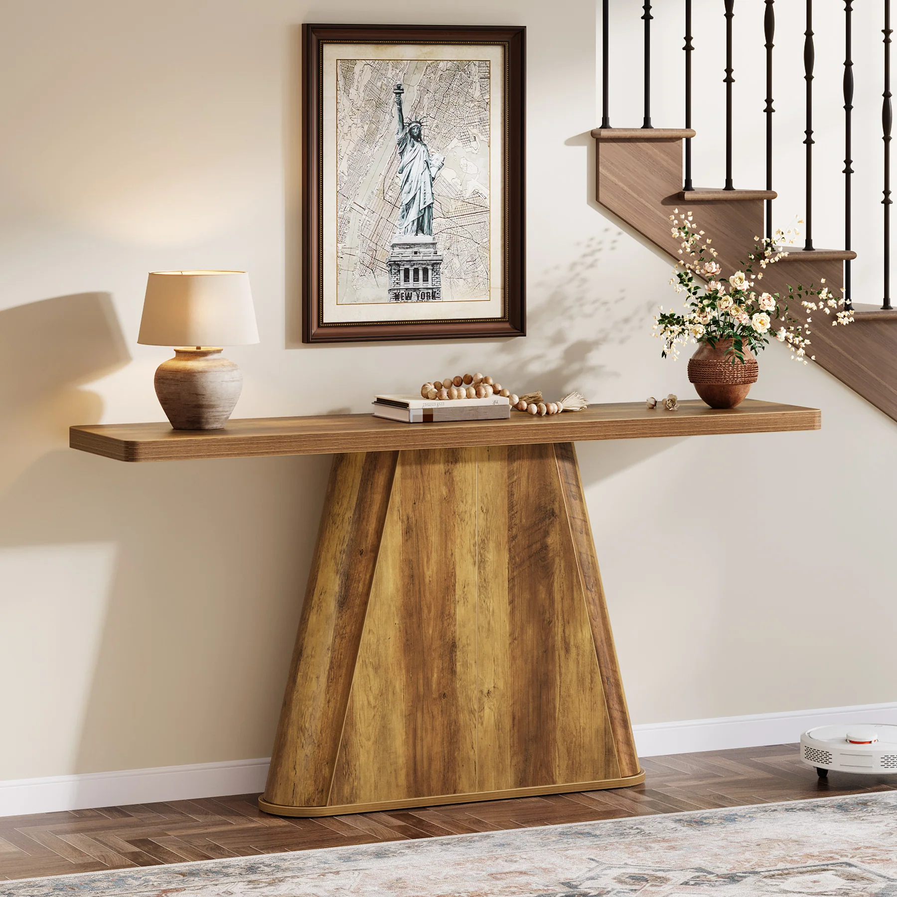 63" Console Table, Farmhouse Sofa Table Behind Couch Entryway Table - Image 8