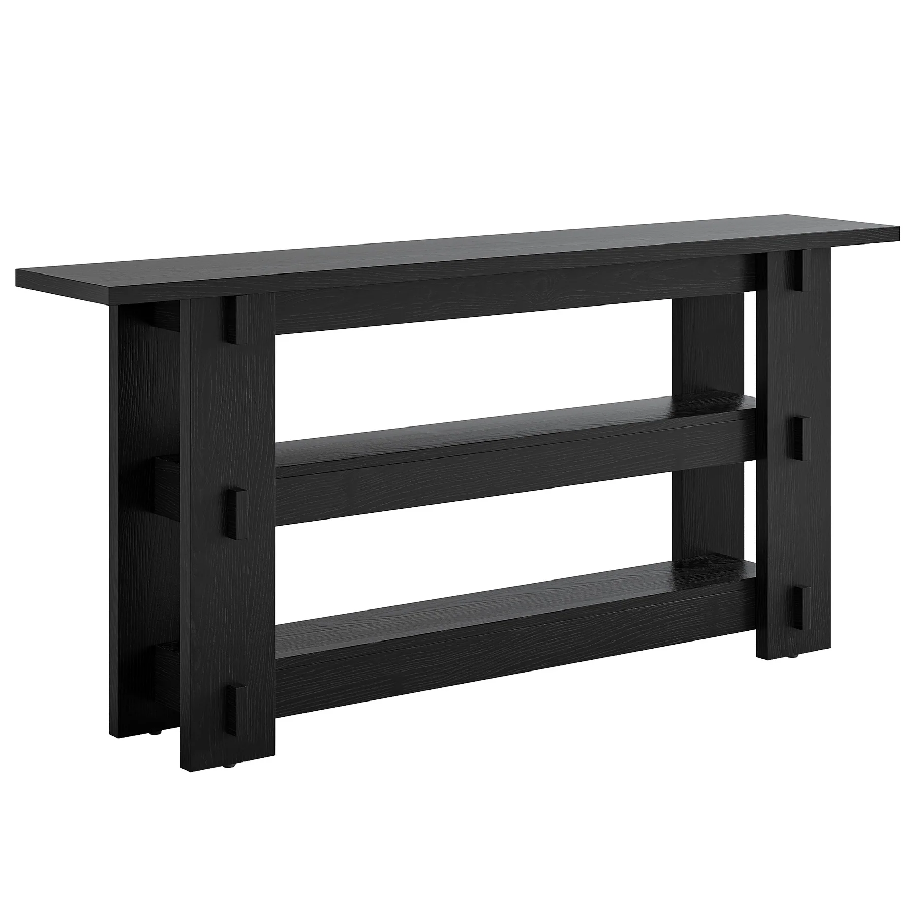 63" Solid Wood Console Table, Farmhouse Sofa Table Behind Couch with 3-Tier Shelves - Image 19