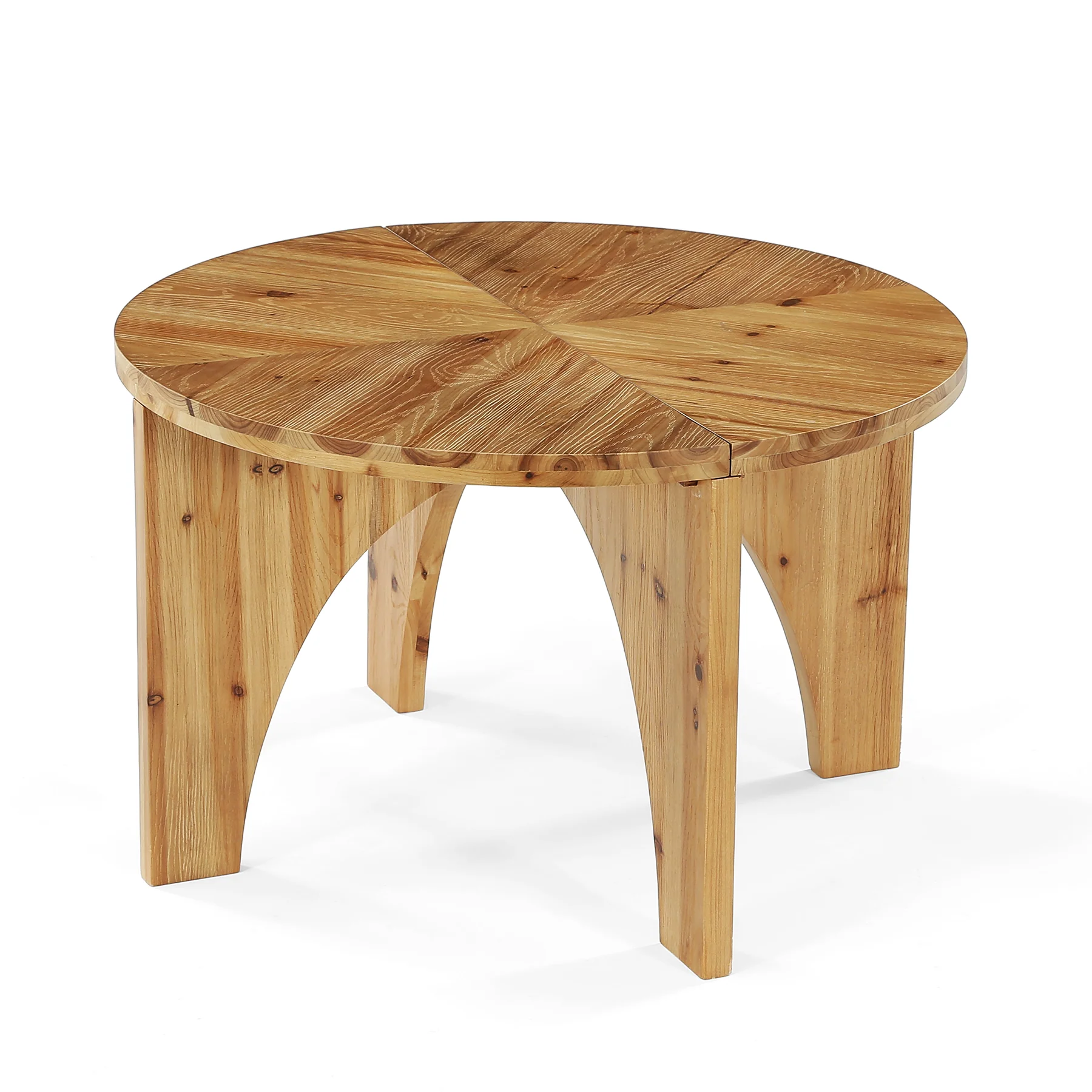 31.5" Round Coffee Table, Farmhouse Solid Wood Center Table with Curved Legs - Image 8