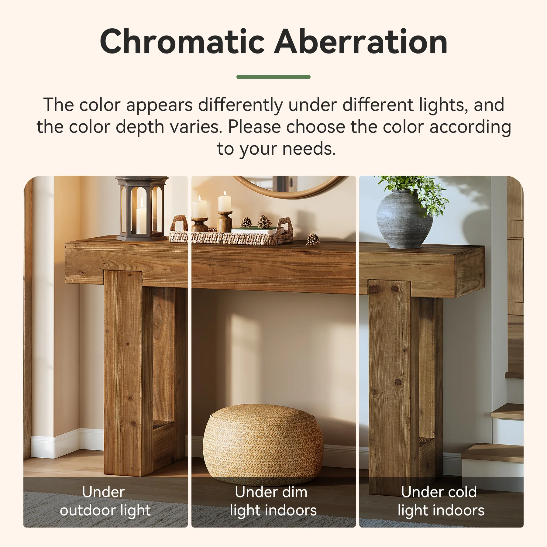 55" Rectangle Console Table, Farmhouse Solid Wood Sofa Table Entryway Furniture - Image 8