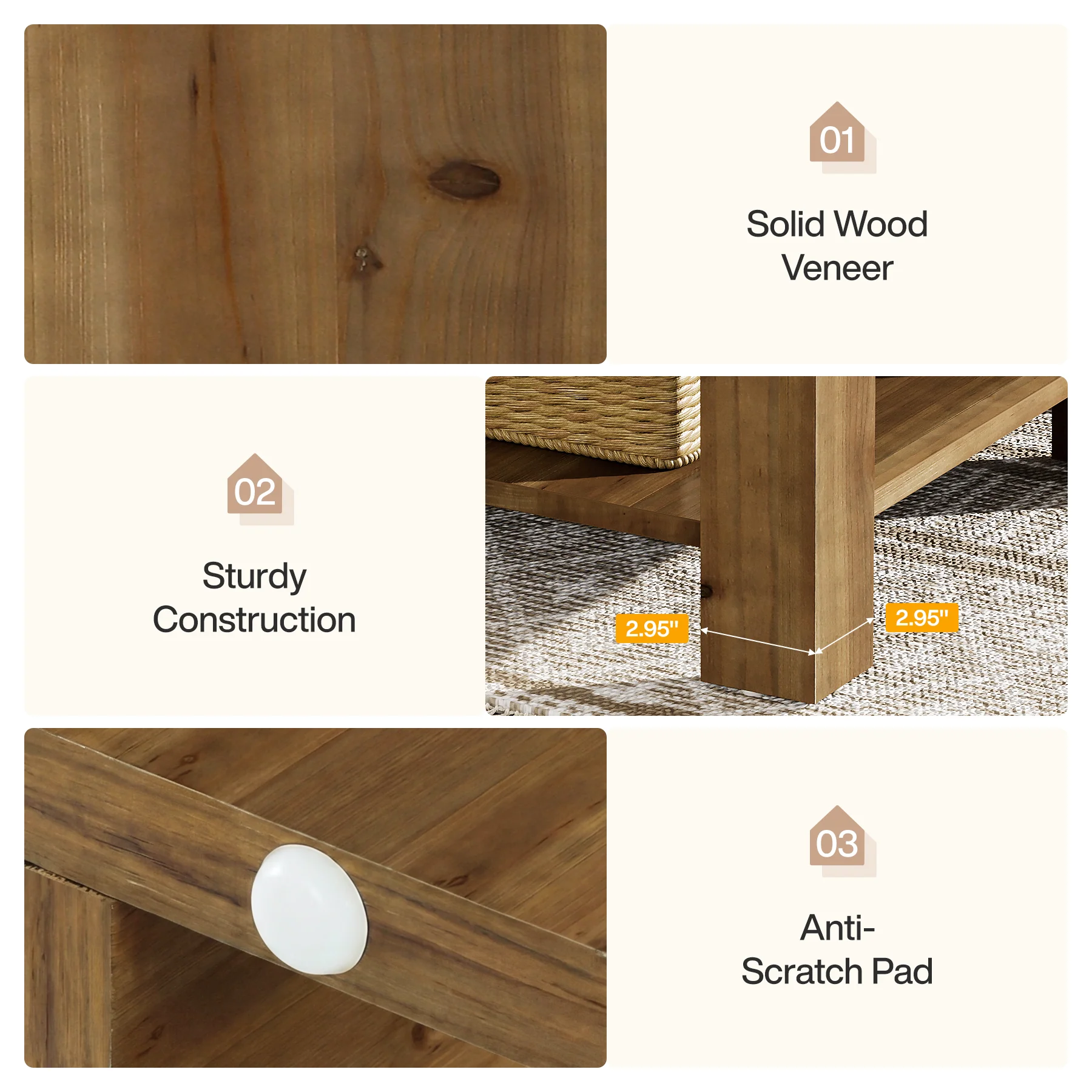 2-Tier End Table, Farmhouse Square Side Table with Arch Design - Image 6