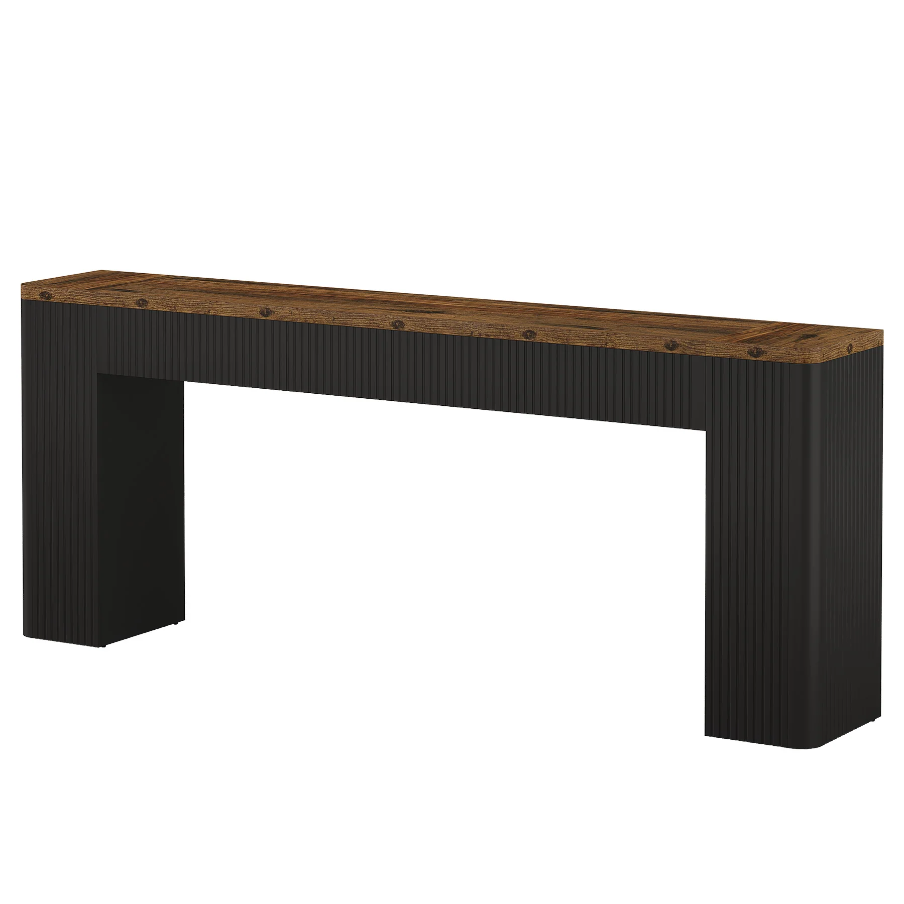 82.7" Long Console Table, Fluted Narrow Sofa Table Entryway Table with Curved Edges - Image 10