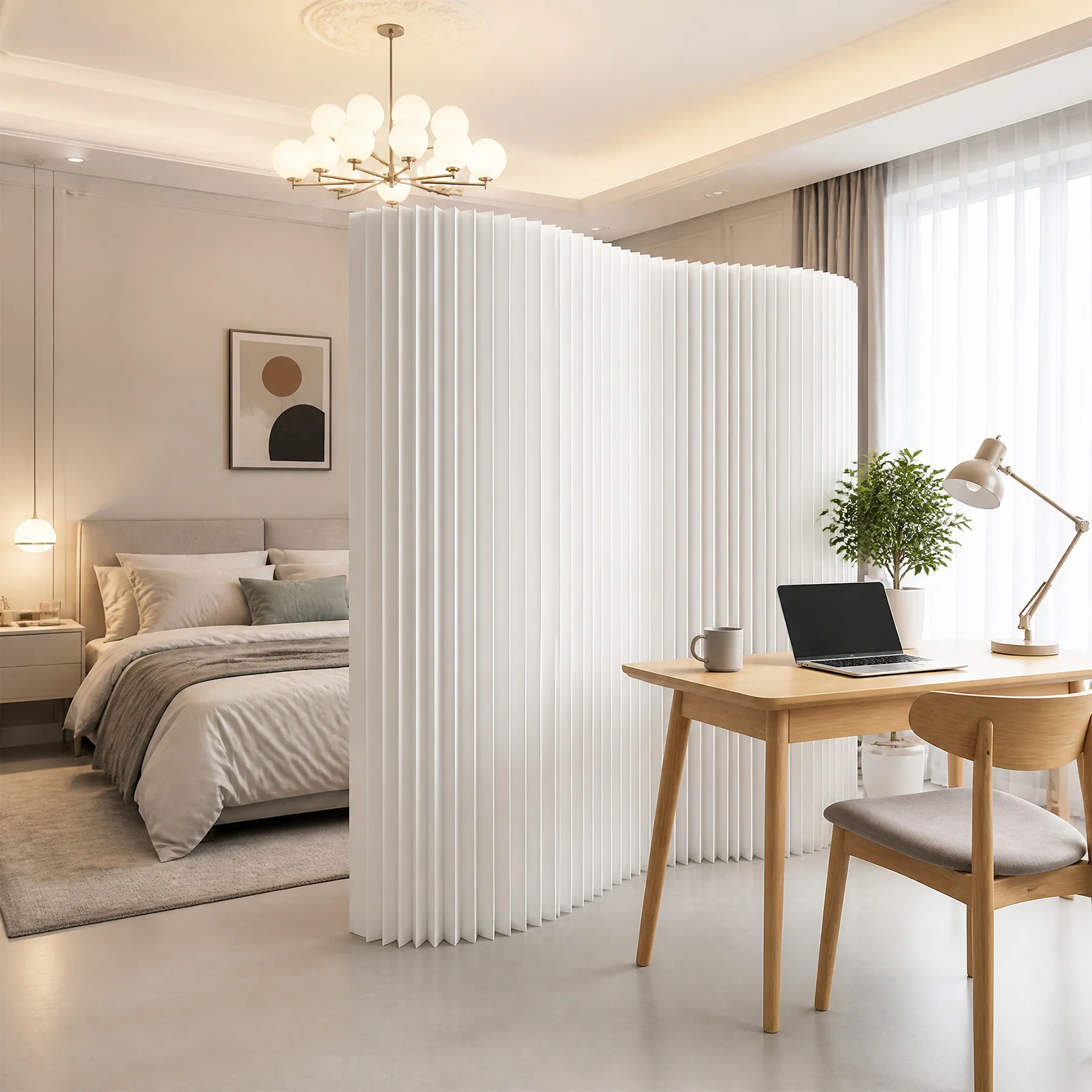 Folding Paper Room Divider, Expandable Freestanding Partition Wall for Home & Office - Image 4