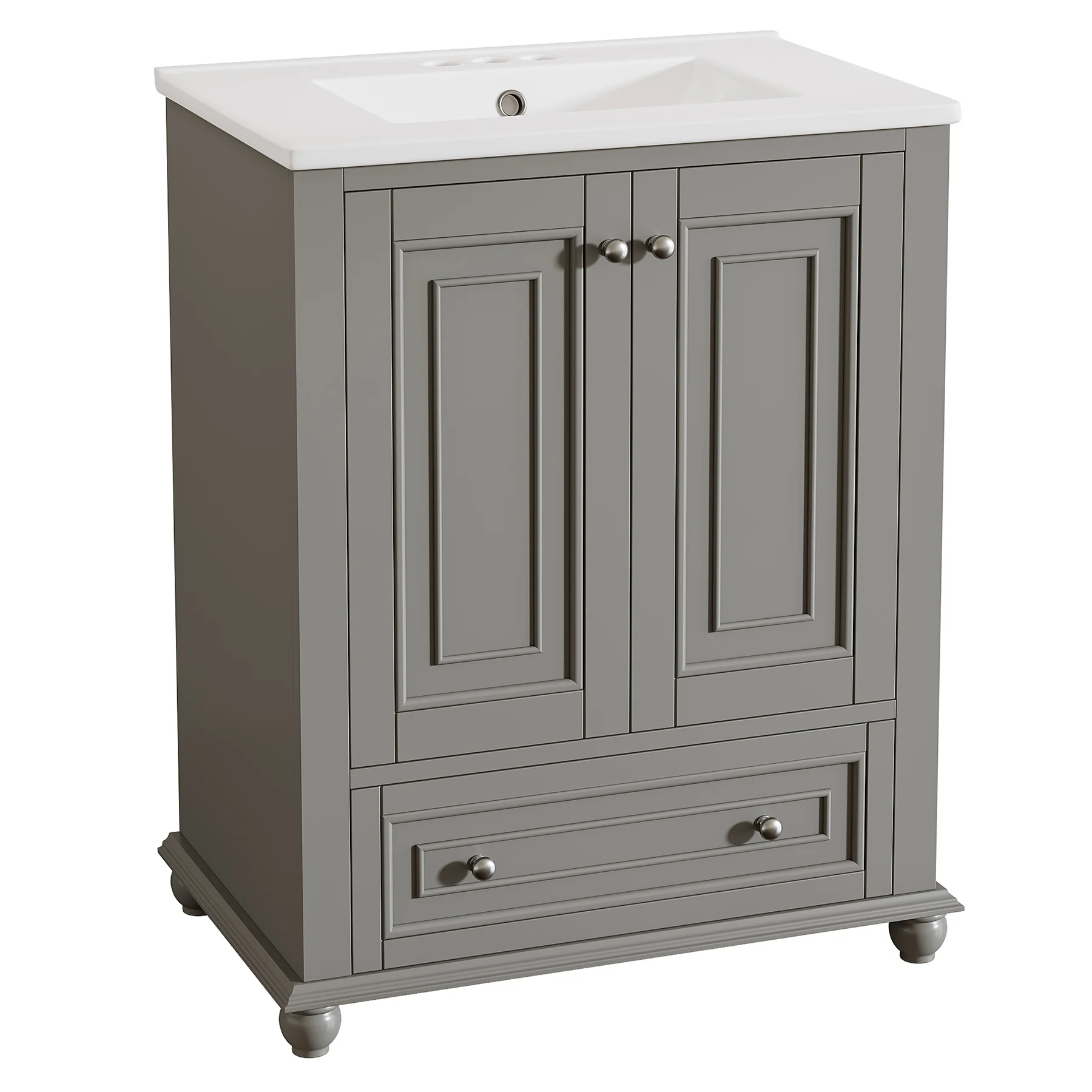 Modern Bathroom Vanity, Freestanding Bathroom Storage Vanity Cabinet with 2 Doors - Image 17