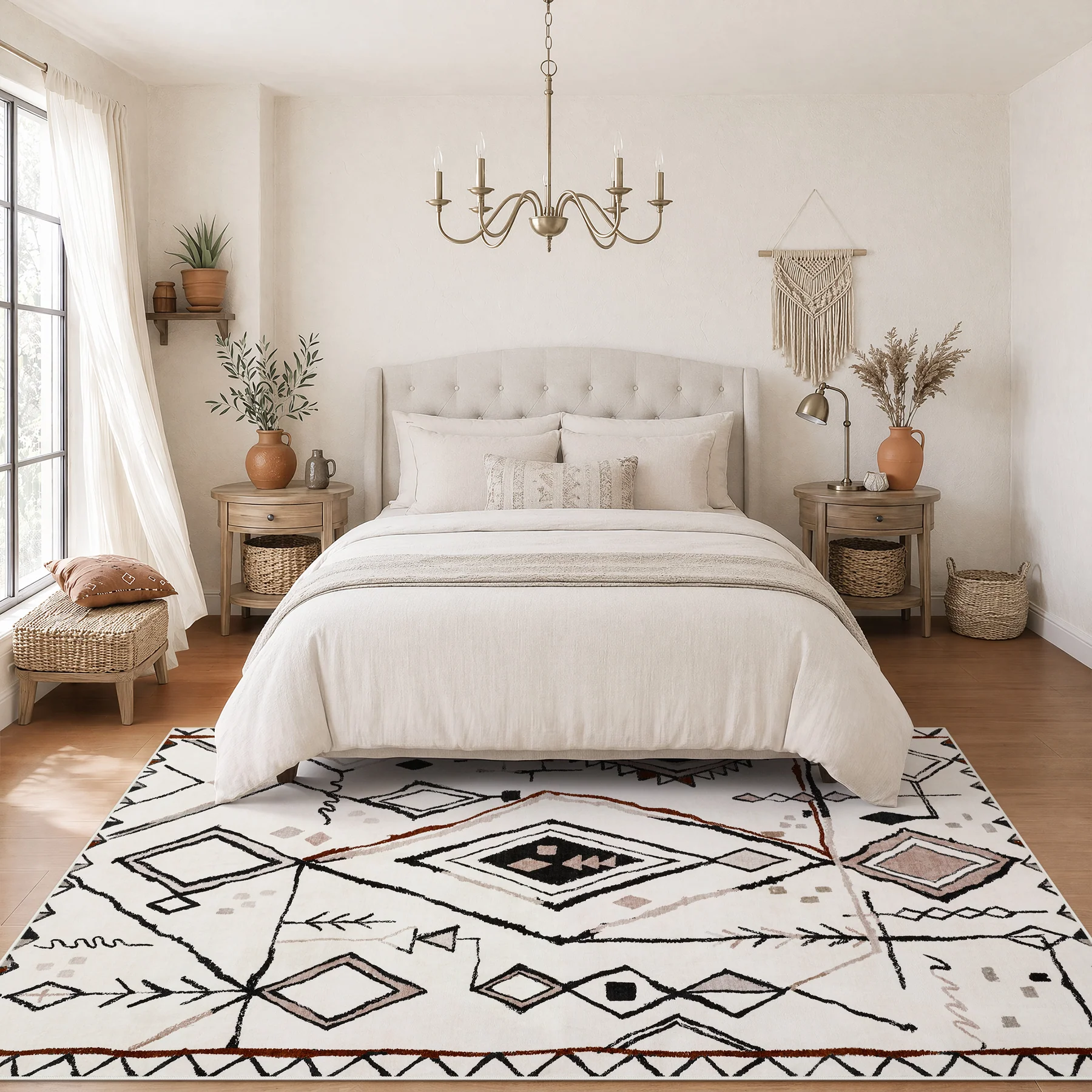 3x5/5x7 Vintage Boho Moroccan Area Rug, Non-Slip Geometric Neutral Soft Low Pile Throw Carpet, Oeko-Tex Certified - Image 11