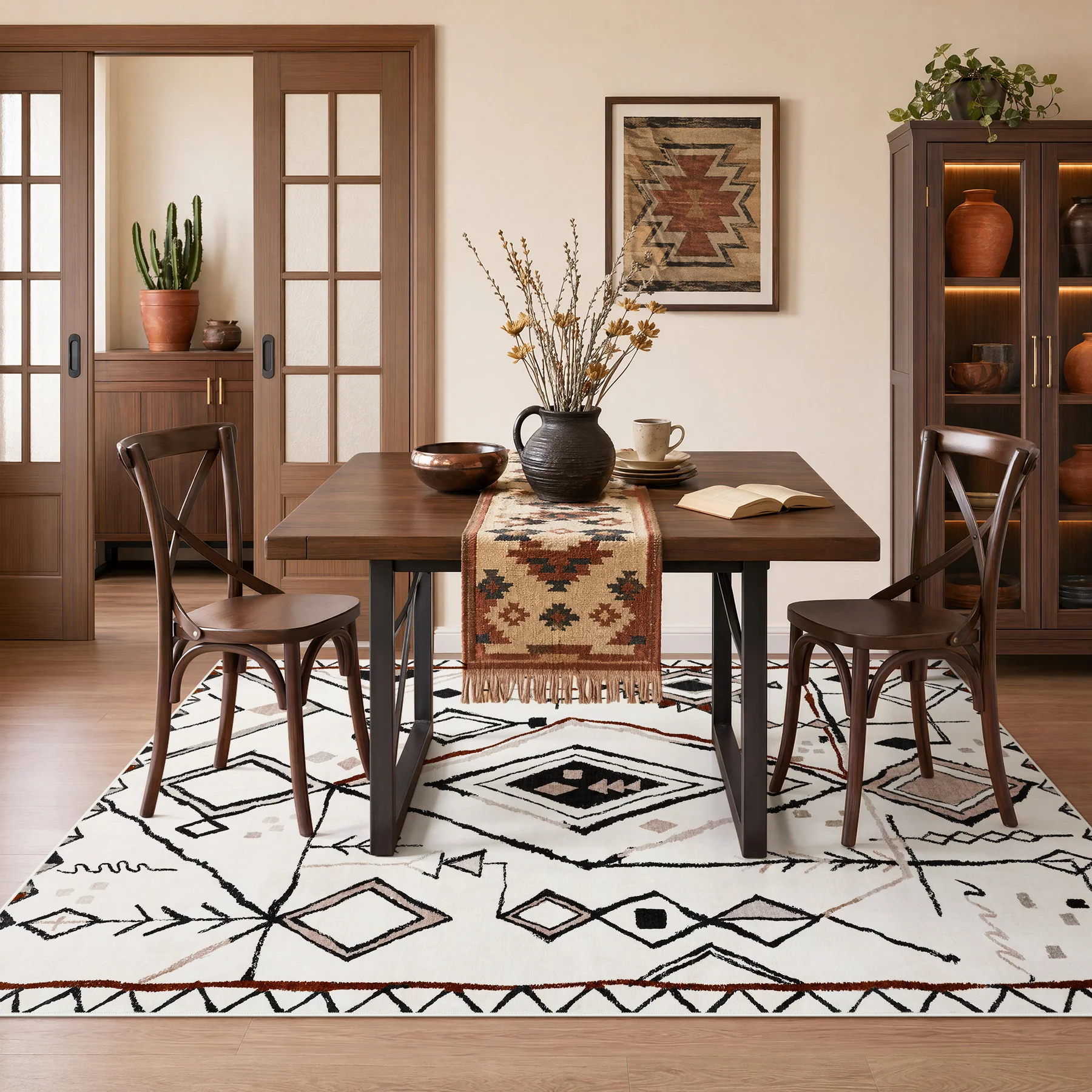 3x5/5x7 Vintage Boho Moroccan Area Rug, Non-Slip Geometric Neutral Soft Low Pile Throw Carpet, Oeko-Tex Certified - Image 12