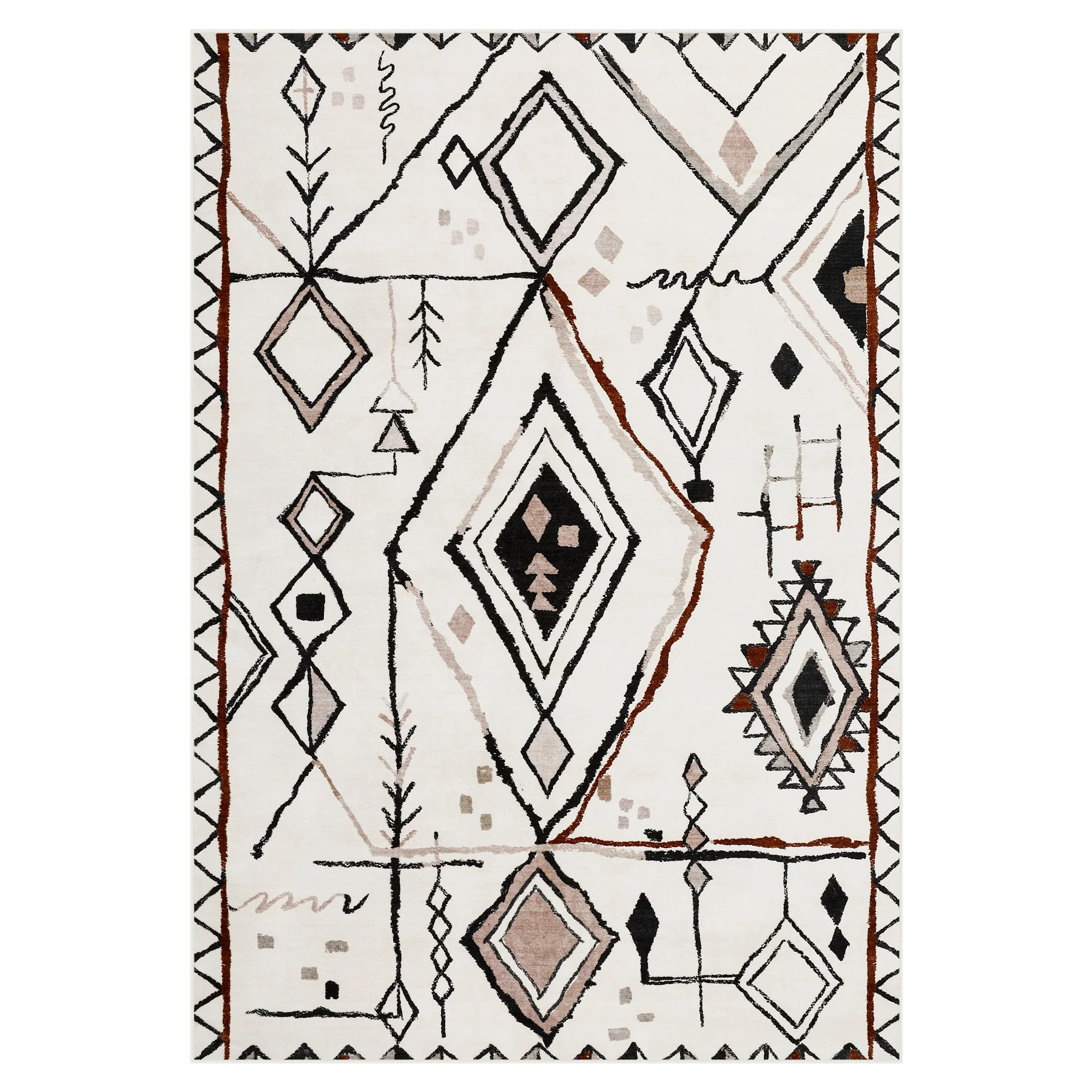3x5/5x7 Vintage Boho Moroccan Area Rug, Non-Slip Geometric Neutral Soft Low Pile Throw Carpet, Oeko-Tex Certified - Image 13