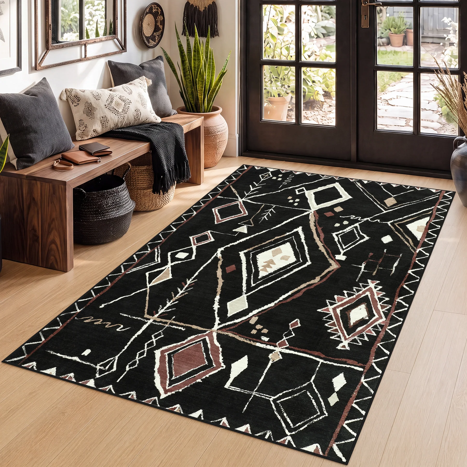 3x5/5x7 Vintage Boho Moroccan Area Rug, Non-Slip Geometric Neutral Soft Low Pile Throw Carpet, Oeko-Tex Certified - Image 18