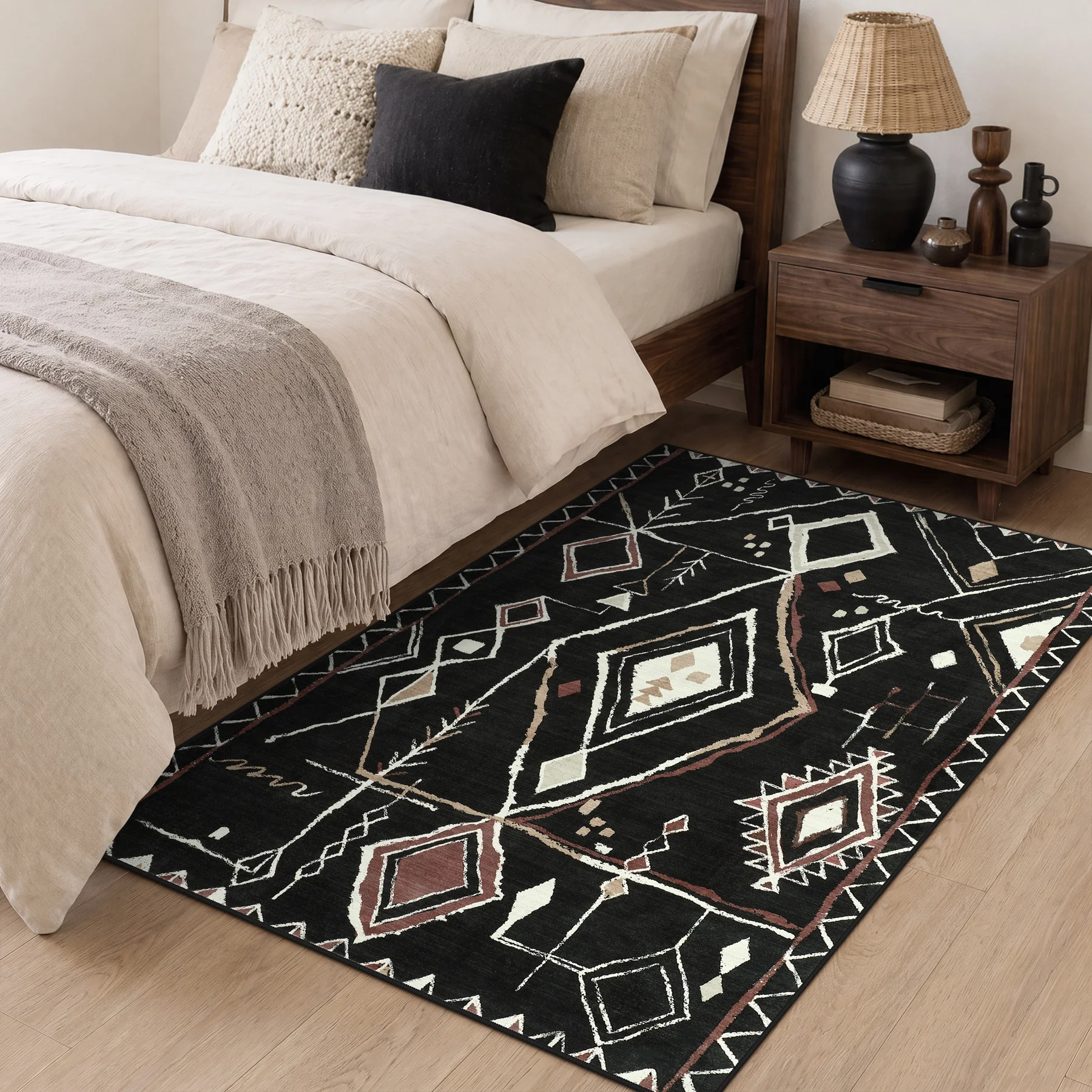 3x5/5x7 Vintage Boho Moroccan Area Rug, Non-Slip Geometric Neutral Soft Low Pile Throw Carpet, Oeko-Tex Certified - Image 21