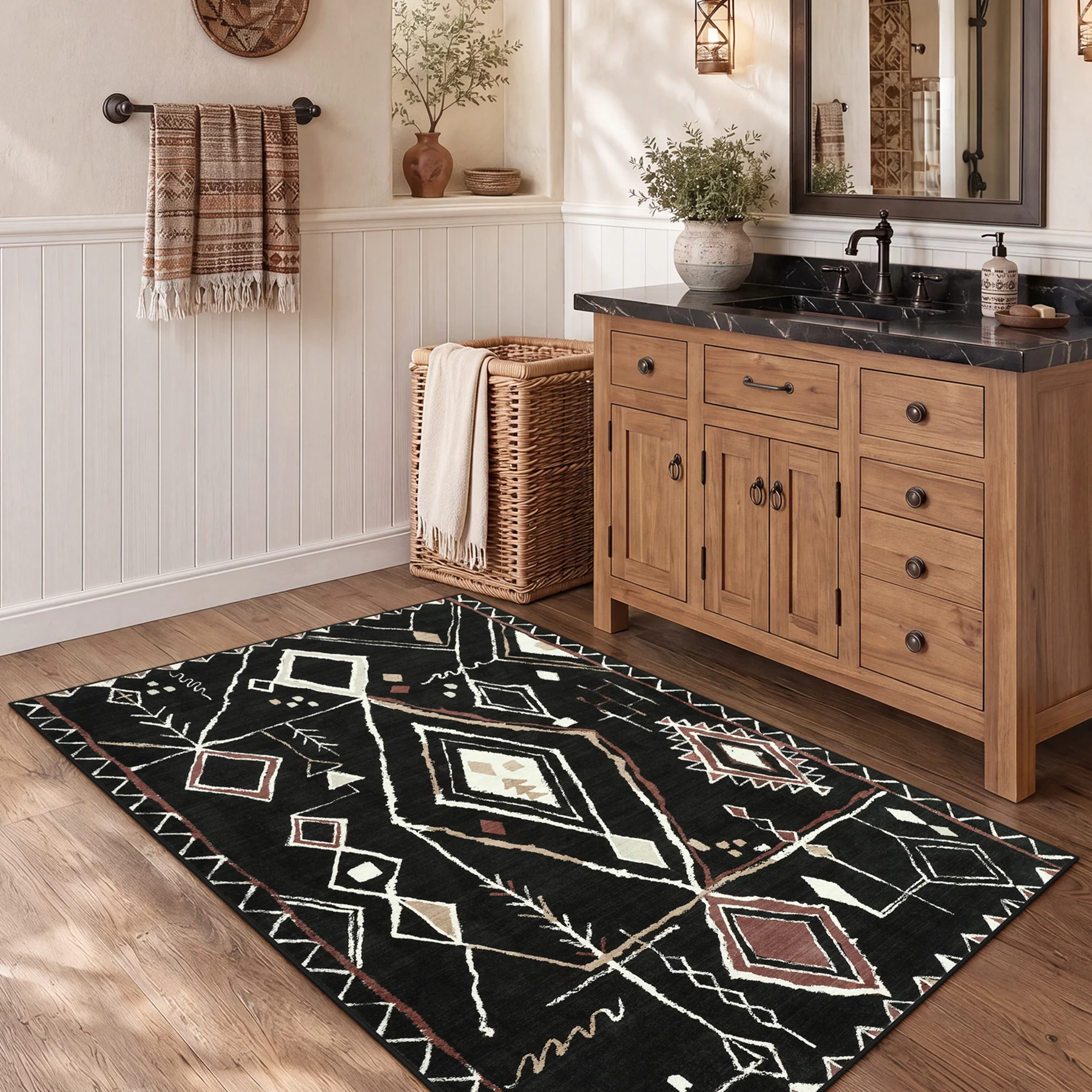 3x5/5x7 Vintage Boho Moroccan Area Rug, Non-Slip Geometric Neutral Soft Low Pile Throw Carpet, Oeko-Tex Certified - Image 22