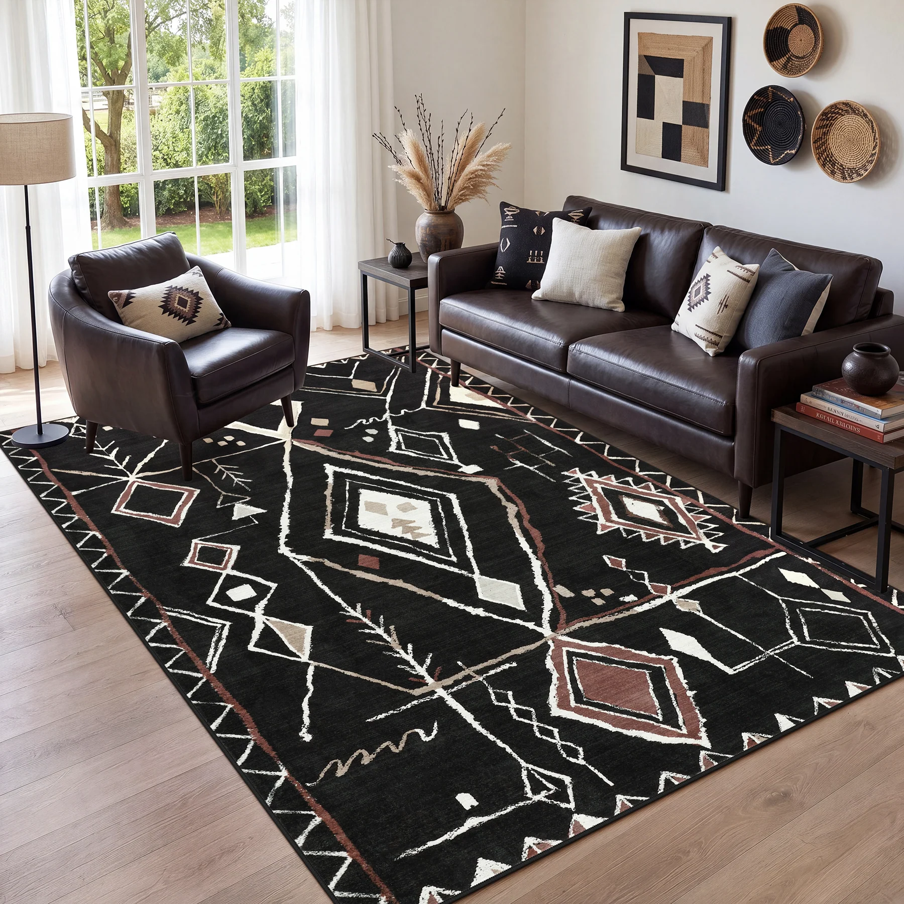 3x5/5x7 Vintage Boho Moroccan Area Rug, Non-Slip Geometric Neutral Soft Low Pile Throw Carpet, Oeko-Tex Certified - Image 23