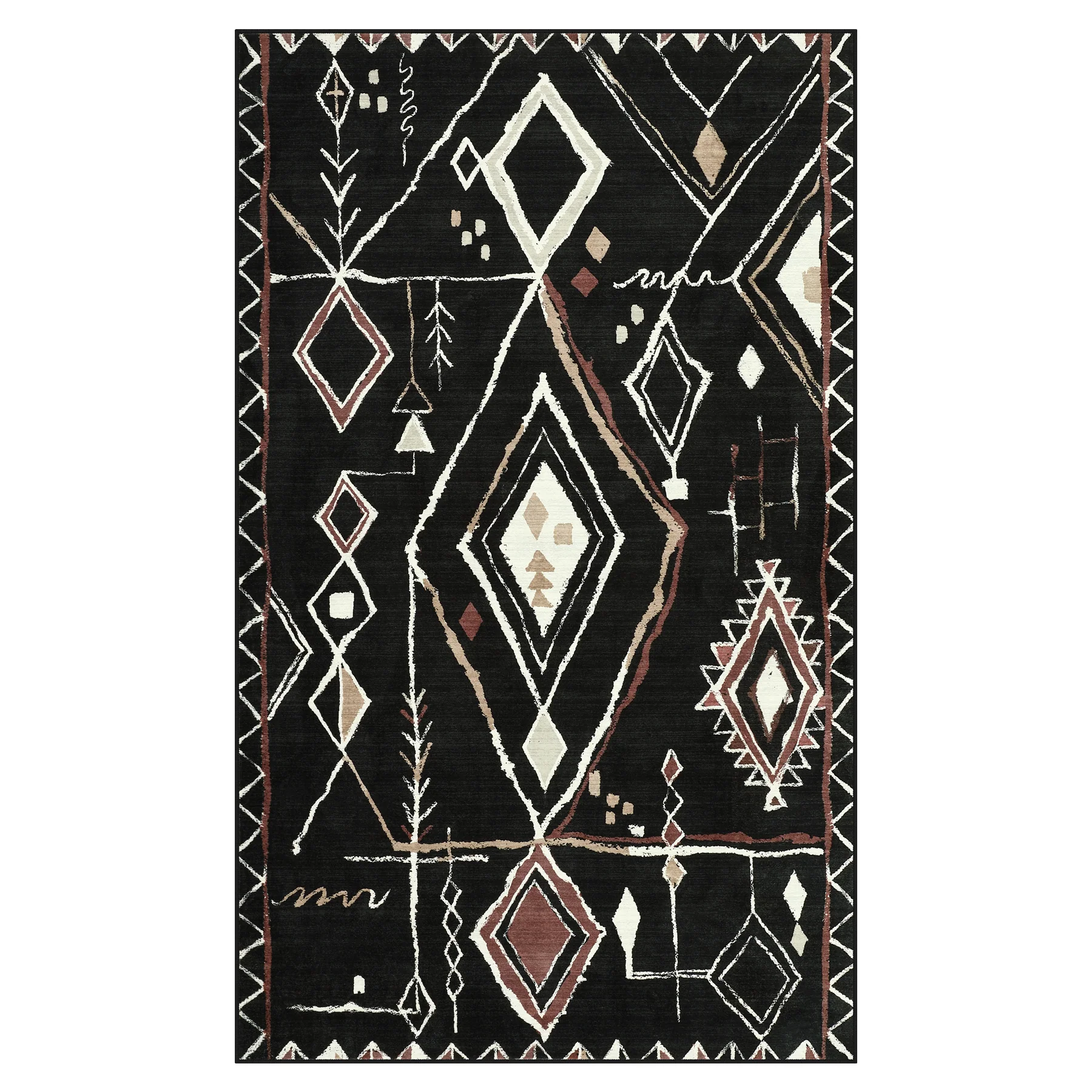 3x5/5x7 Vintage Boho Moroccan Area Rug, Non-Slip Geometric Neutral Soft Low Pile Throw Carpet, Oeko-Tex Certified - Image 24