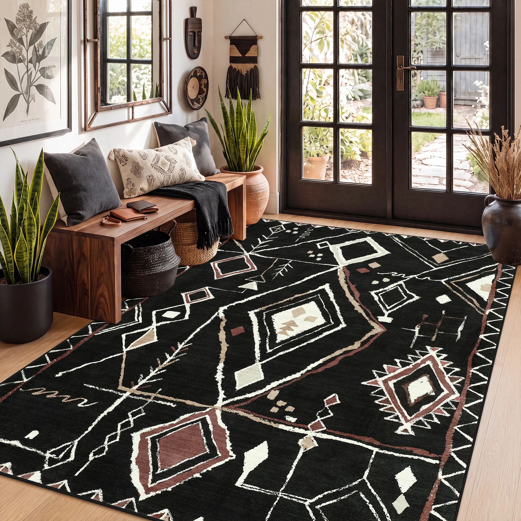 3x5/5x7 Vintage Boho Moroccan Area Rug, Non-Slip Geometric Neutral Soft Low Pile Throw Carpet, Oeko-Tex Certified - Image 25