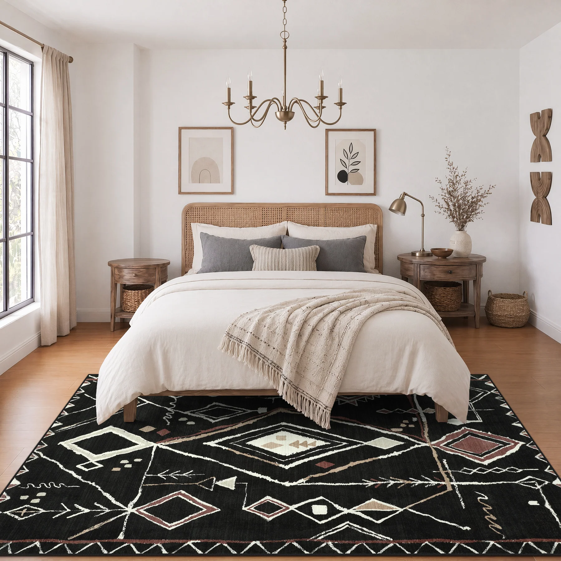 3x5/5x7 Vintage Boho Moroccan Area Rug, Non-Slip Geometric Neutral Soft Low Pile Throw Carpet, Oeko-Tex Certified - Image 27