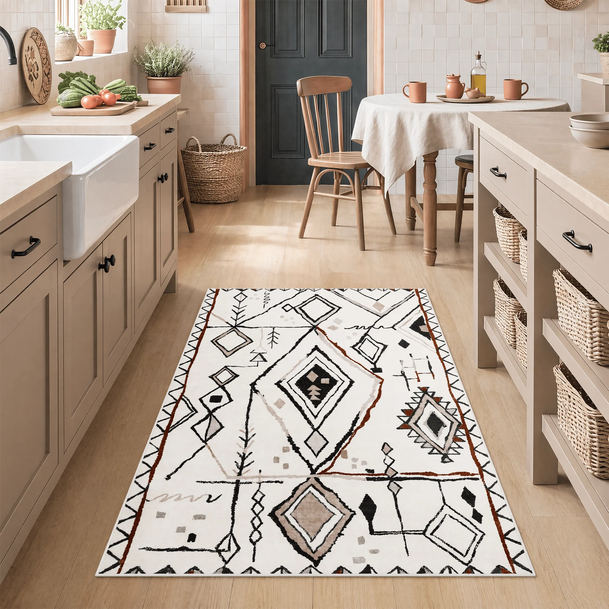 3x5/5x7 Vintage Boho Moroccan Area Rug, Non-Slip Geometric Neutral Soft Low Pile Throw Carpet, Oeko-Tex Certified - Image 3