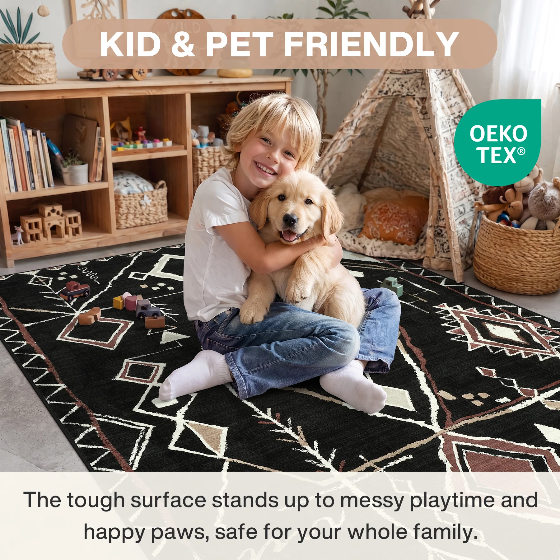 3x5/5x7 Vintage Boho Moroccan Area Rug, Non-Slip Geometric Neutral Soft Low Pile Throw Carpet, Oeko-Tex Certified - Image 32