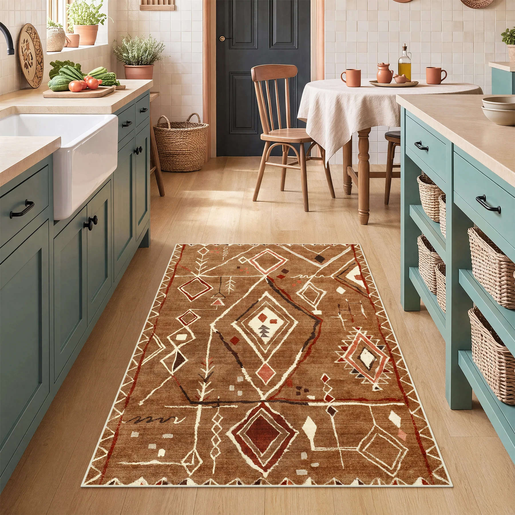 3x5/5x7 Vintage Boho Moroccan Area Rug, Non-Slip Geometric Neutral Soft Low Pile Throw Carpet, Oeko-Tex Certified - Image 35