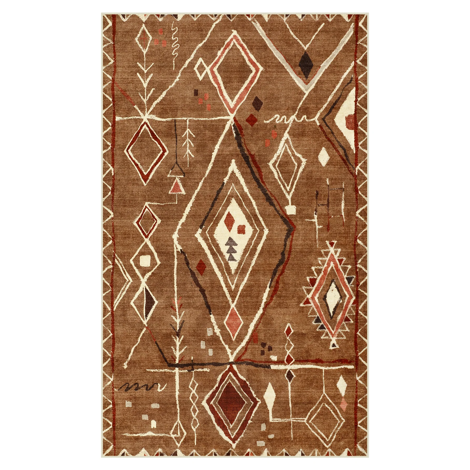 3x5/5x7 Vintage Boho Moroccan Area Rug, Non-Slip Geometric Neutral Soft Low Pile Throw Carpet, Oeko-Tex Certified - Image 37