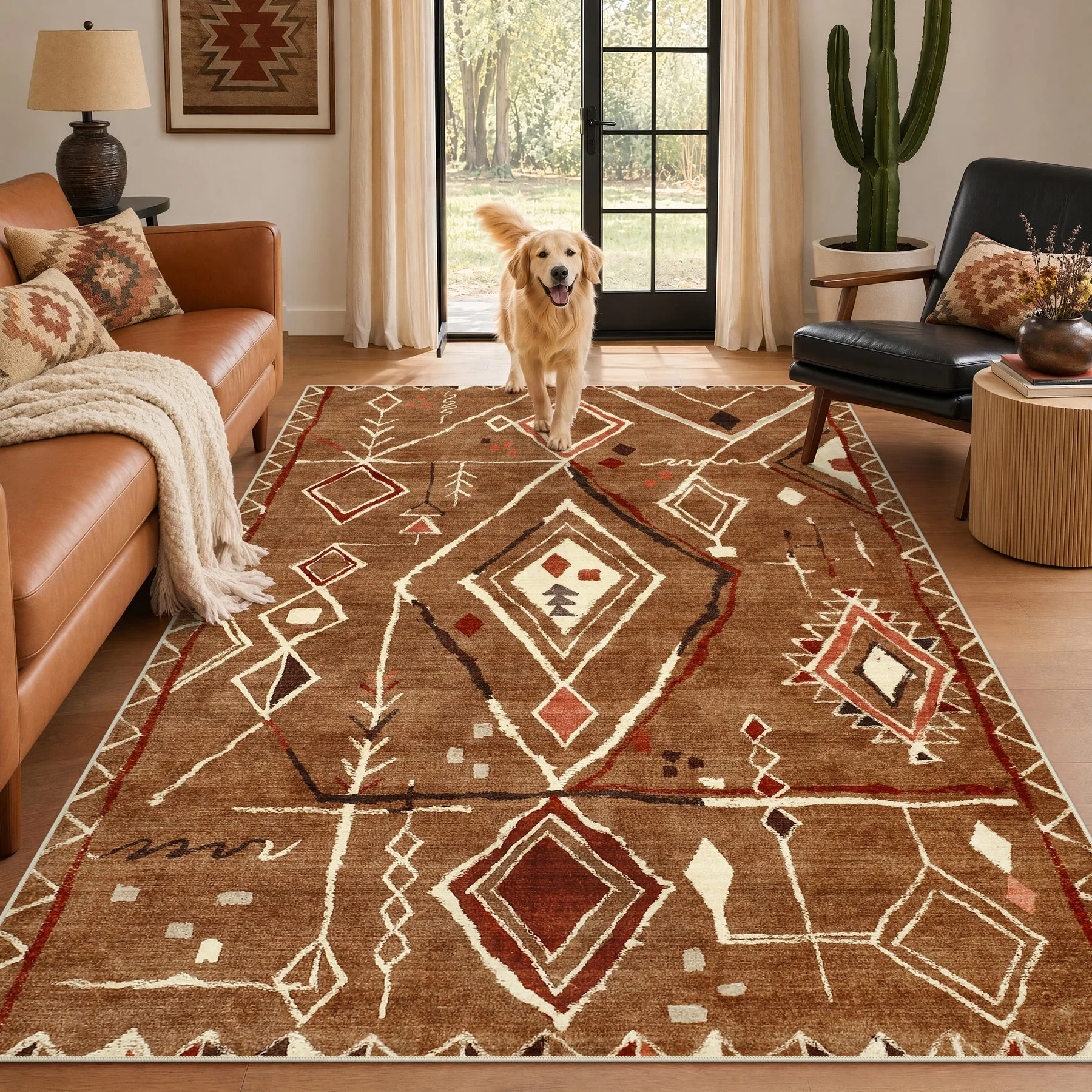 3x5/5x7 Vintage Boho Moroccan Area Rug, Non-Slip Geometric Neutral Soft Low Pile Throw Carpet, Oeko-Tex Certified - Image 41