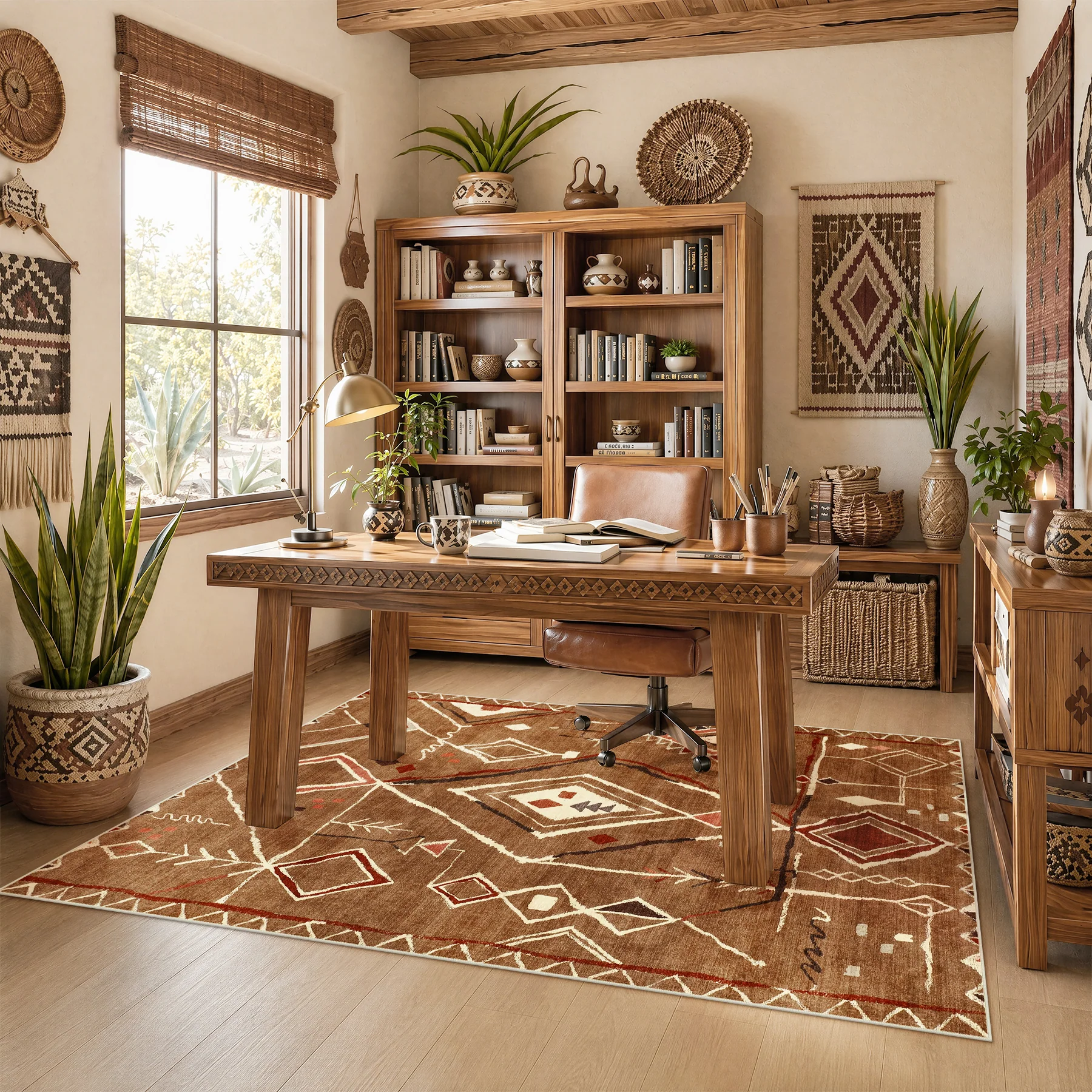 3x5/5x7 Vintage Boho Moroccan Area Rug, Non-Slip Geometric Neutral Soft Low Pile Throw Carpet, Oeko-Tex Certified - Image 43