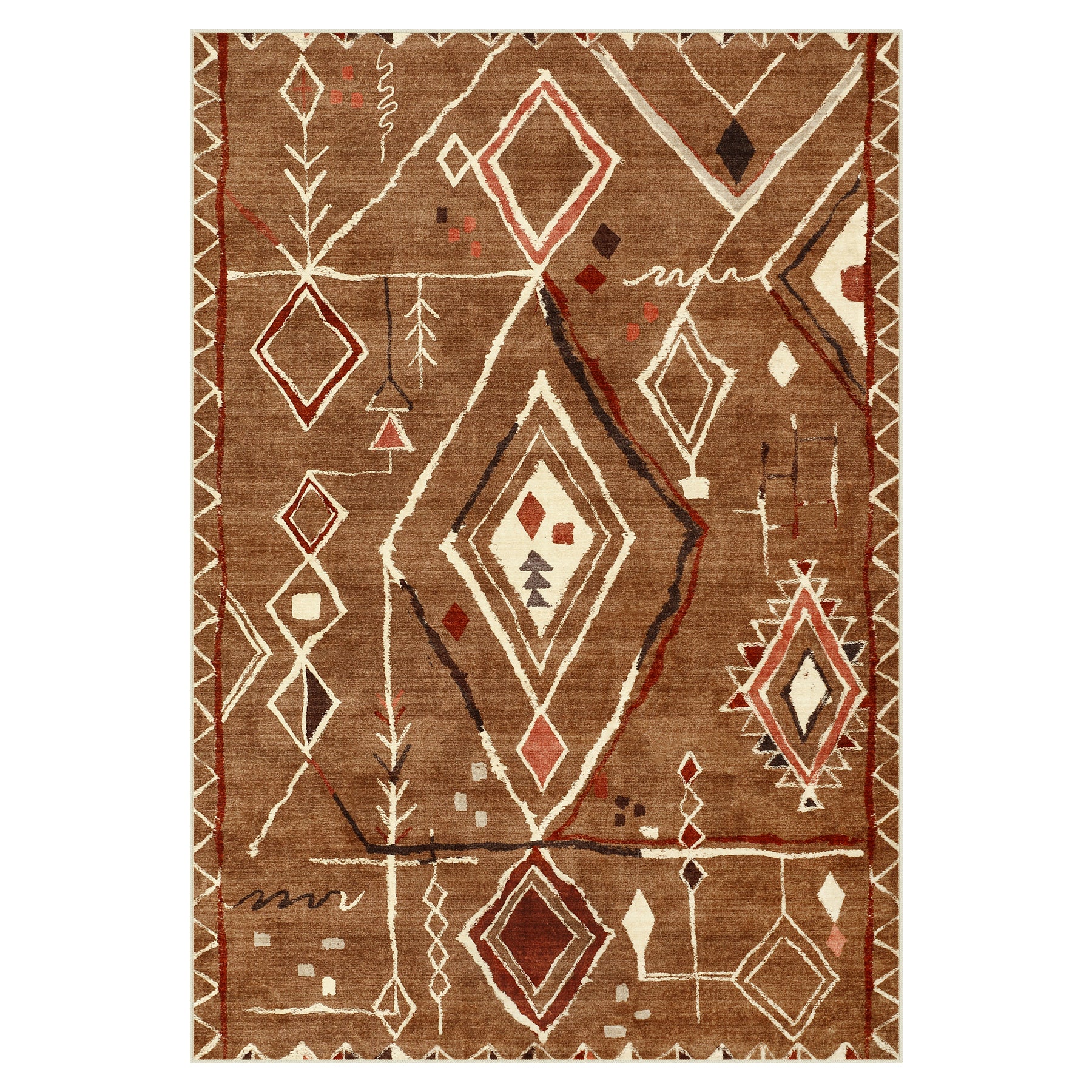 3x5/5x7 Vintage Boho Moroccan Area Rug, Non-Slip Geometric Neutral Soft Low Pile Throw Carpet, Oeko-Tex Certified - Image 44
